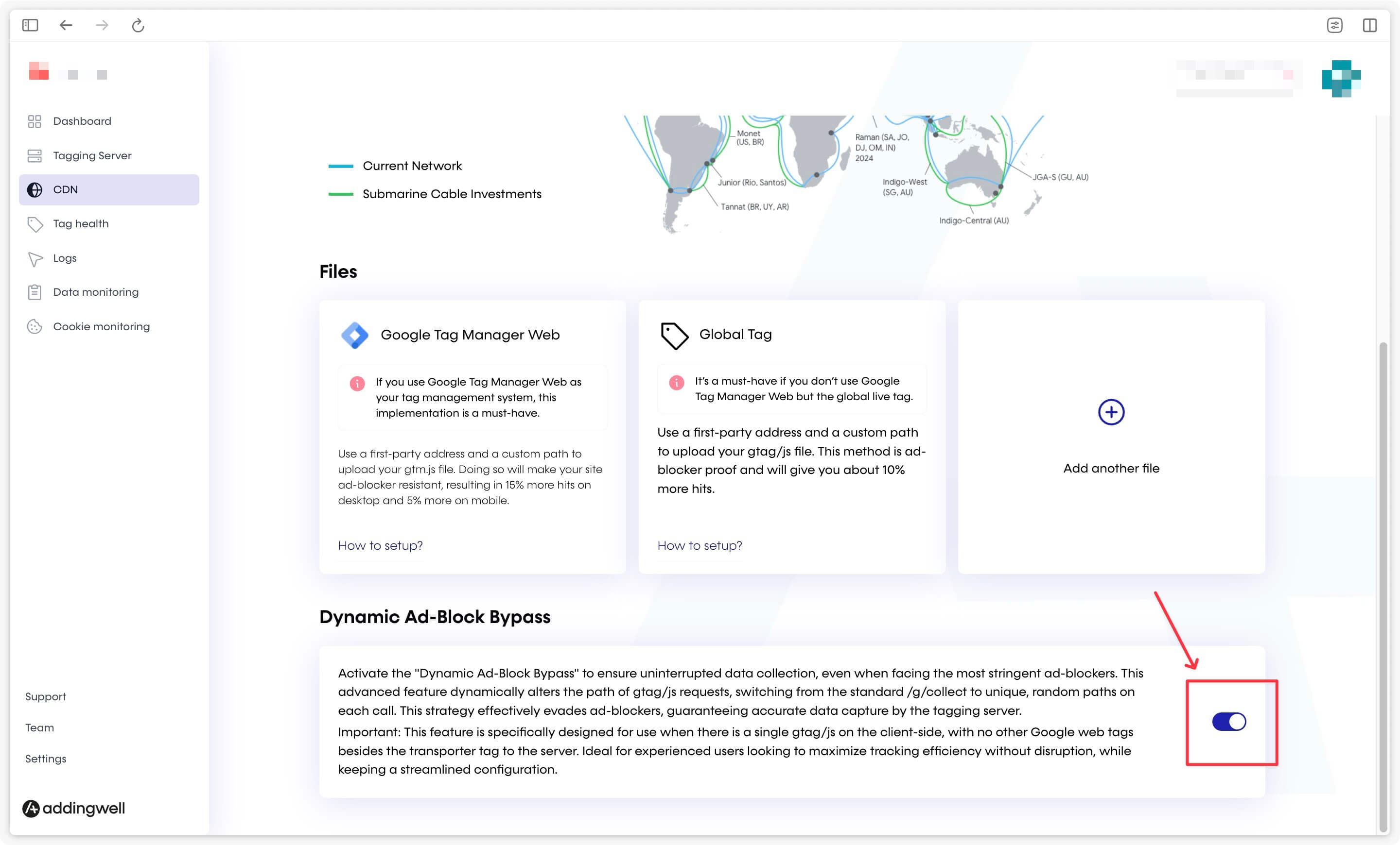 Dynamic Ad-Block Bypass Setting in Addingwell CDN Section