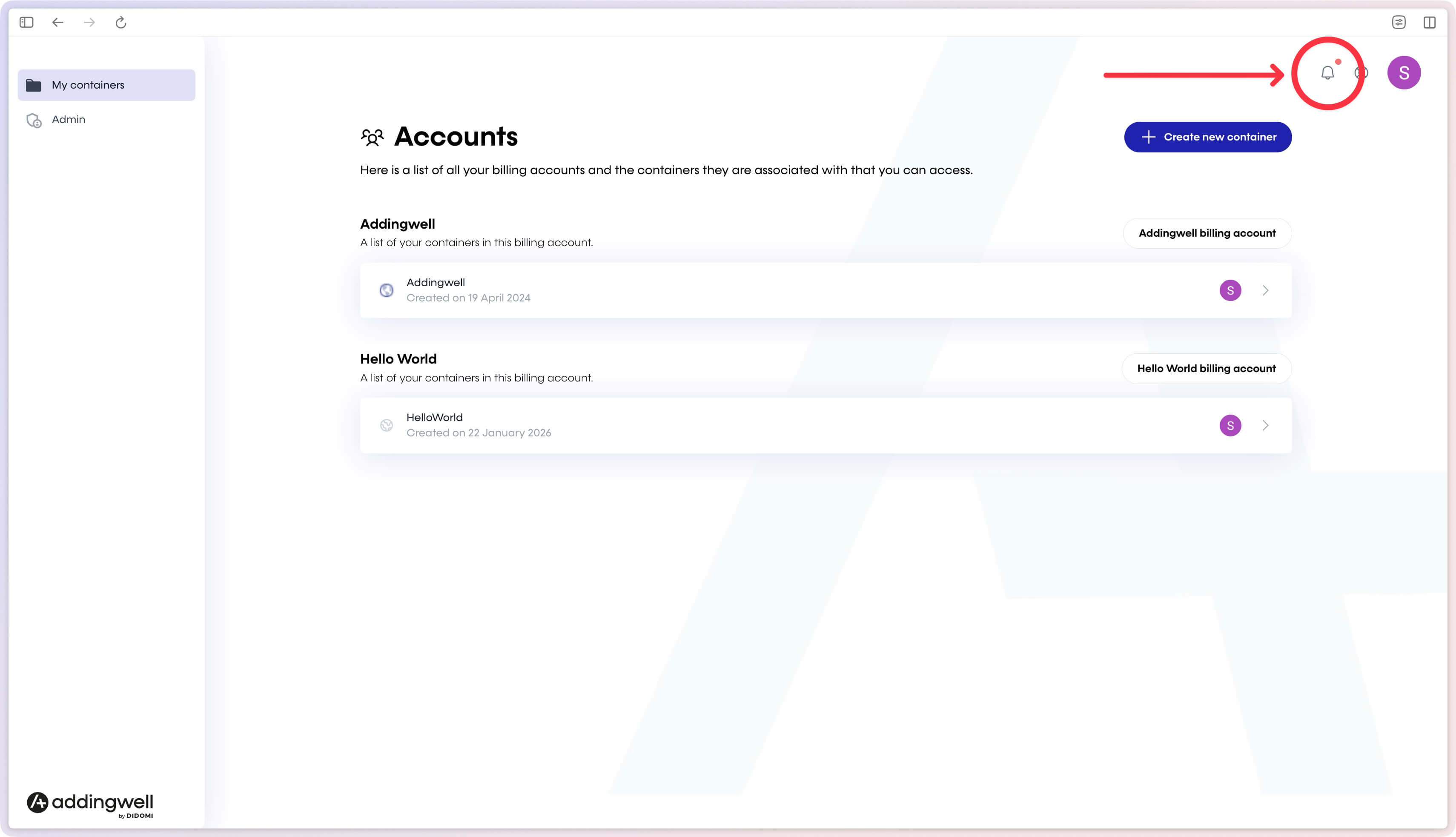 Addingwell alert notifications