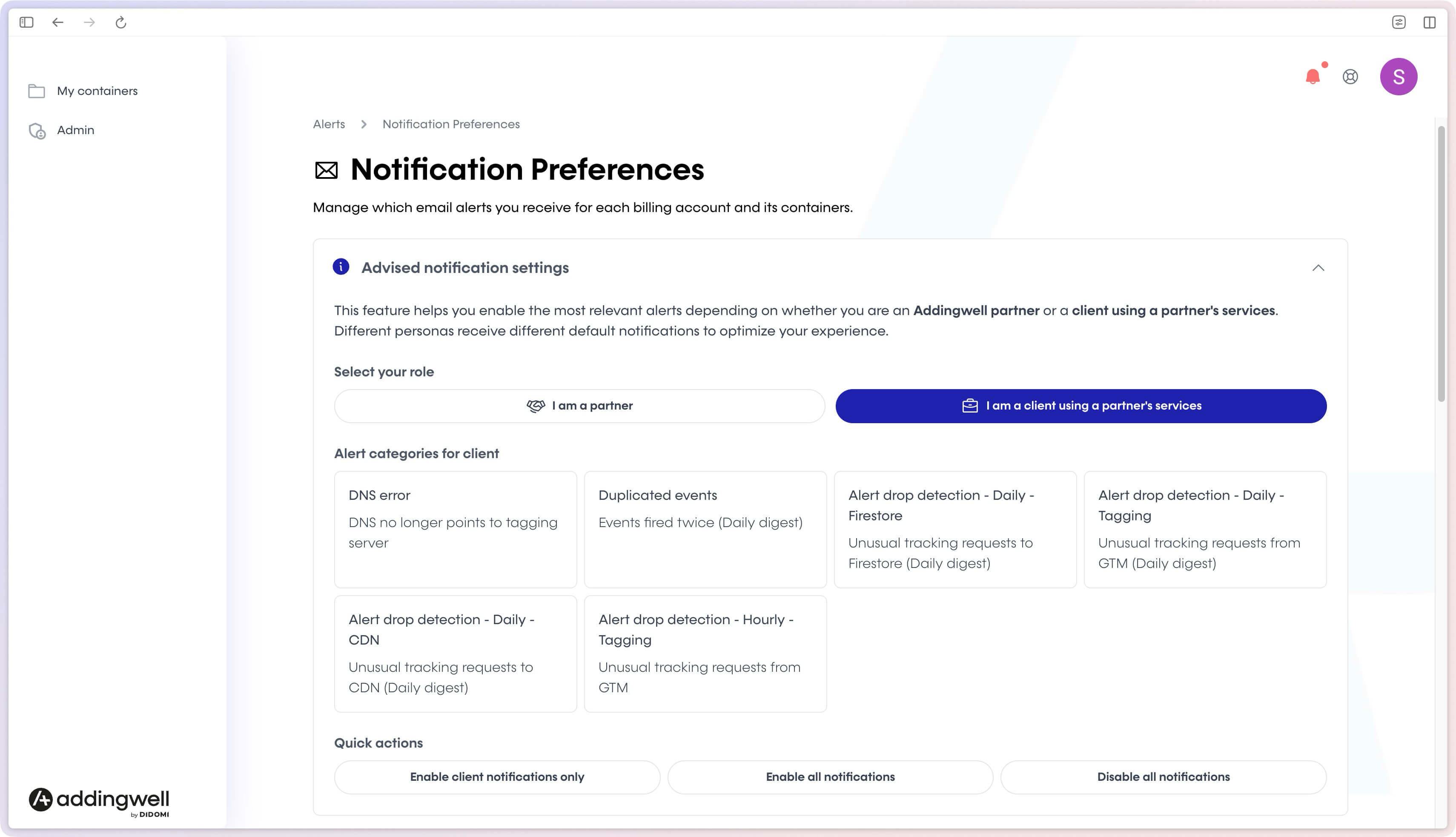 Notification preferences