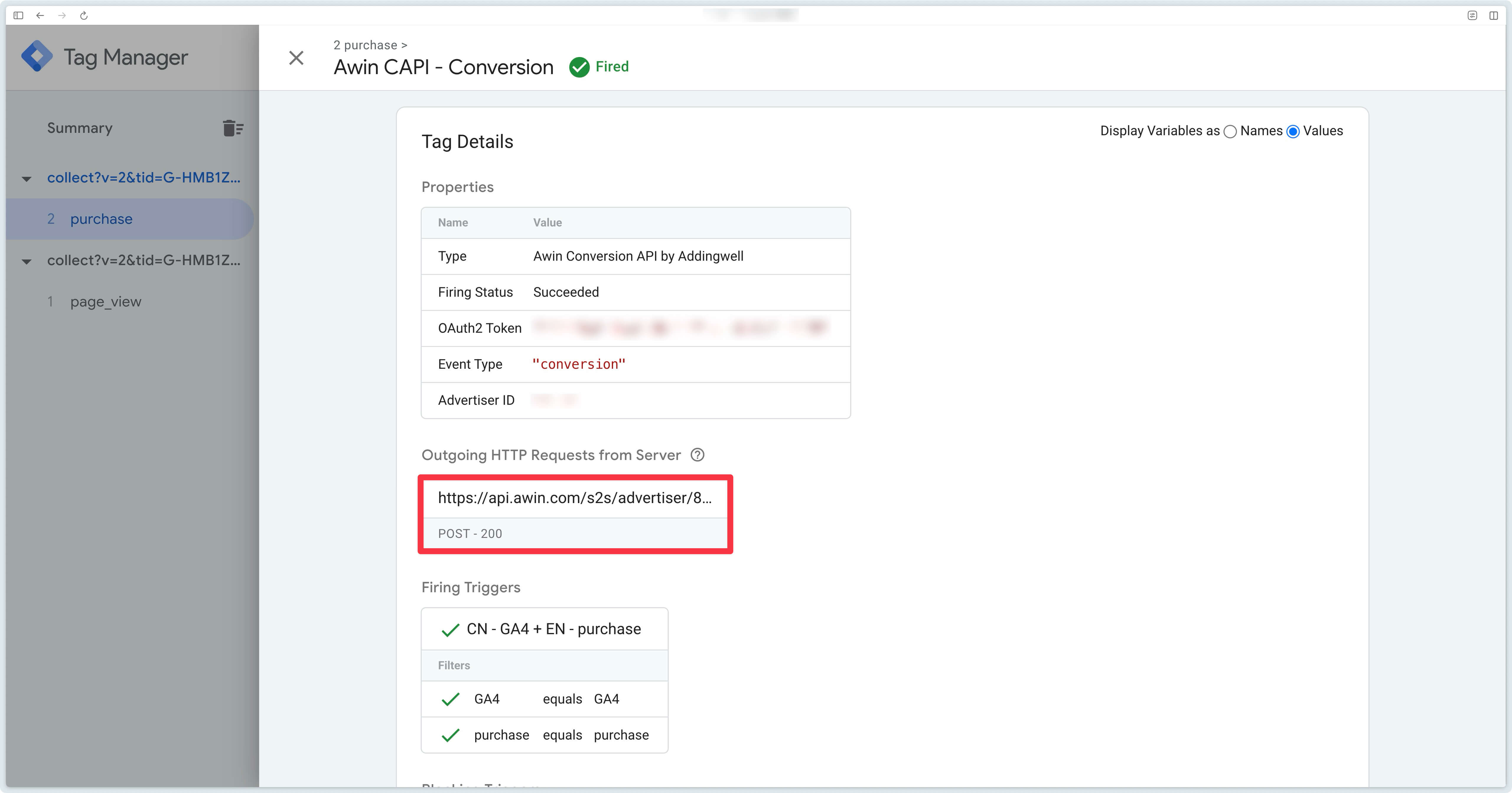 Details of Awin CAPI triggering on a conversion event