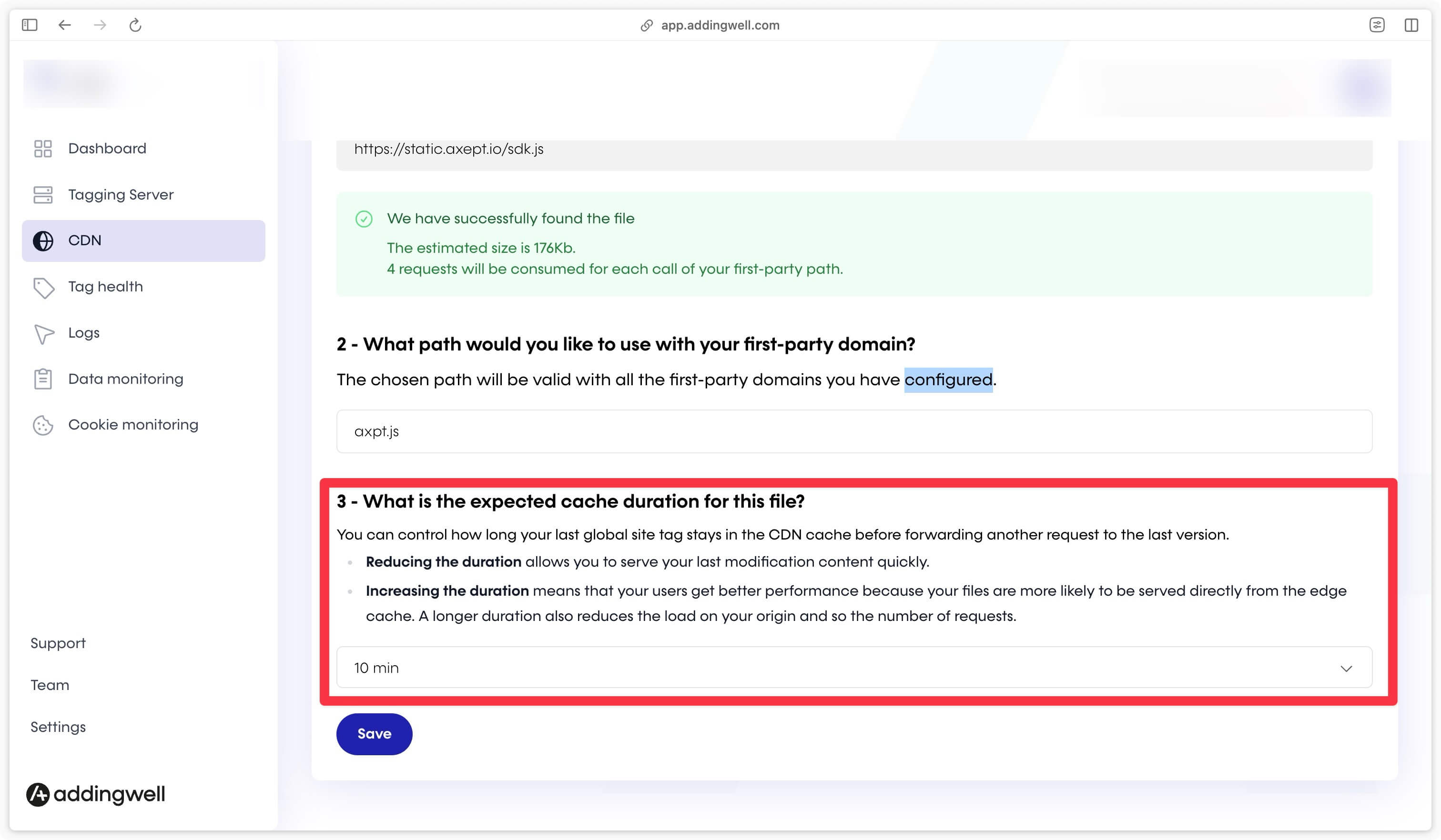 Step 3: cache precision in the Addingwell CDN