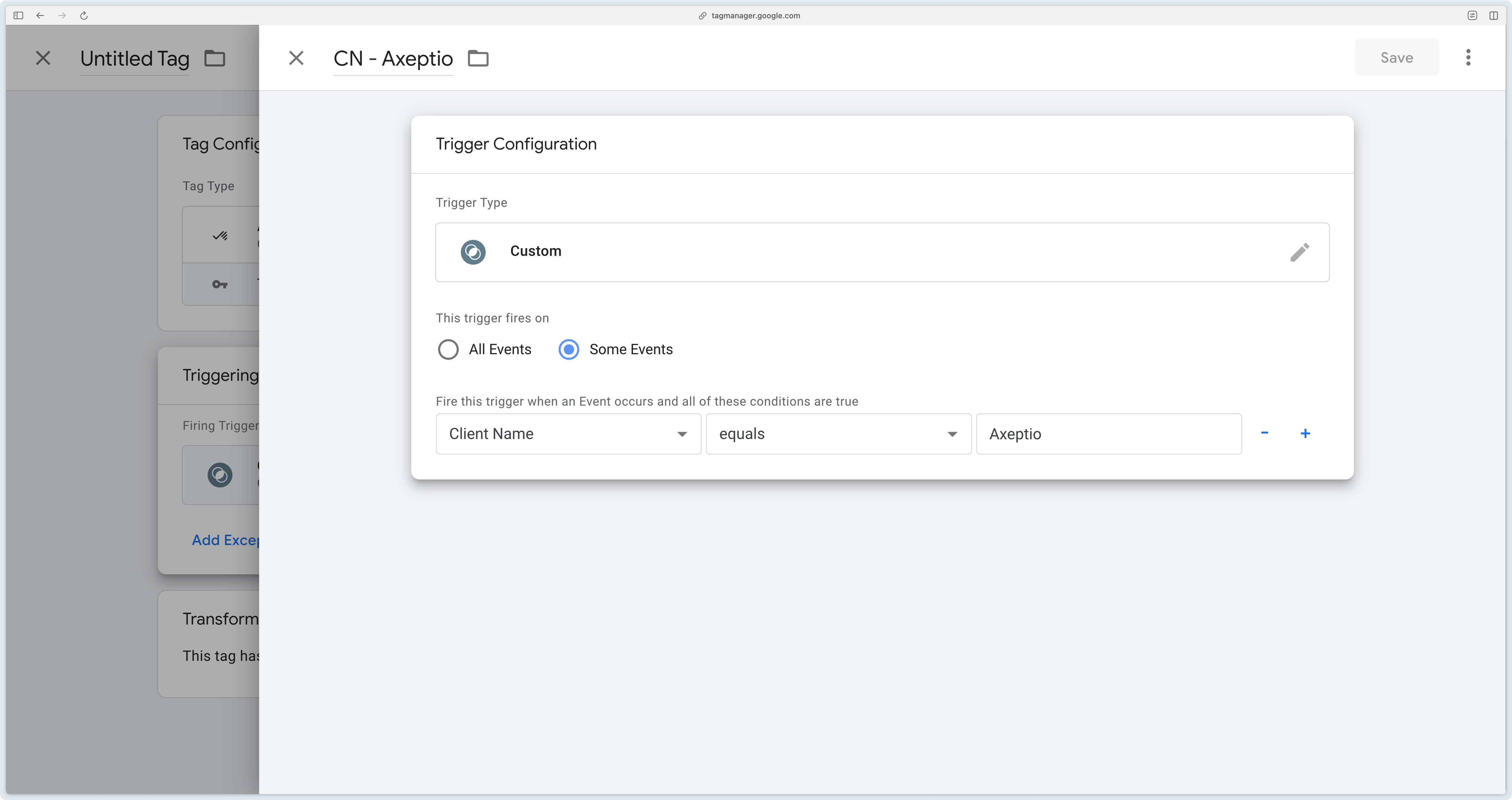 Axeptio CMP tag trigger setup