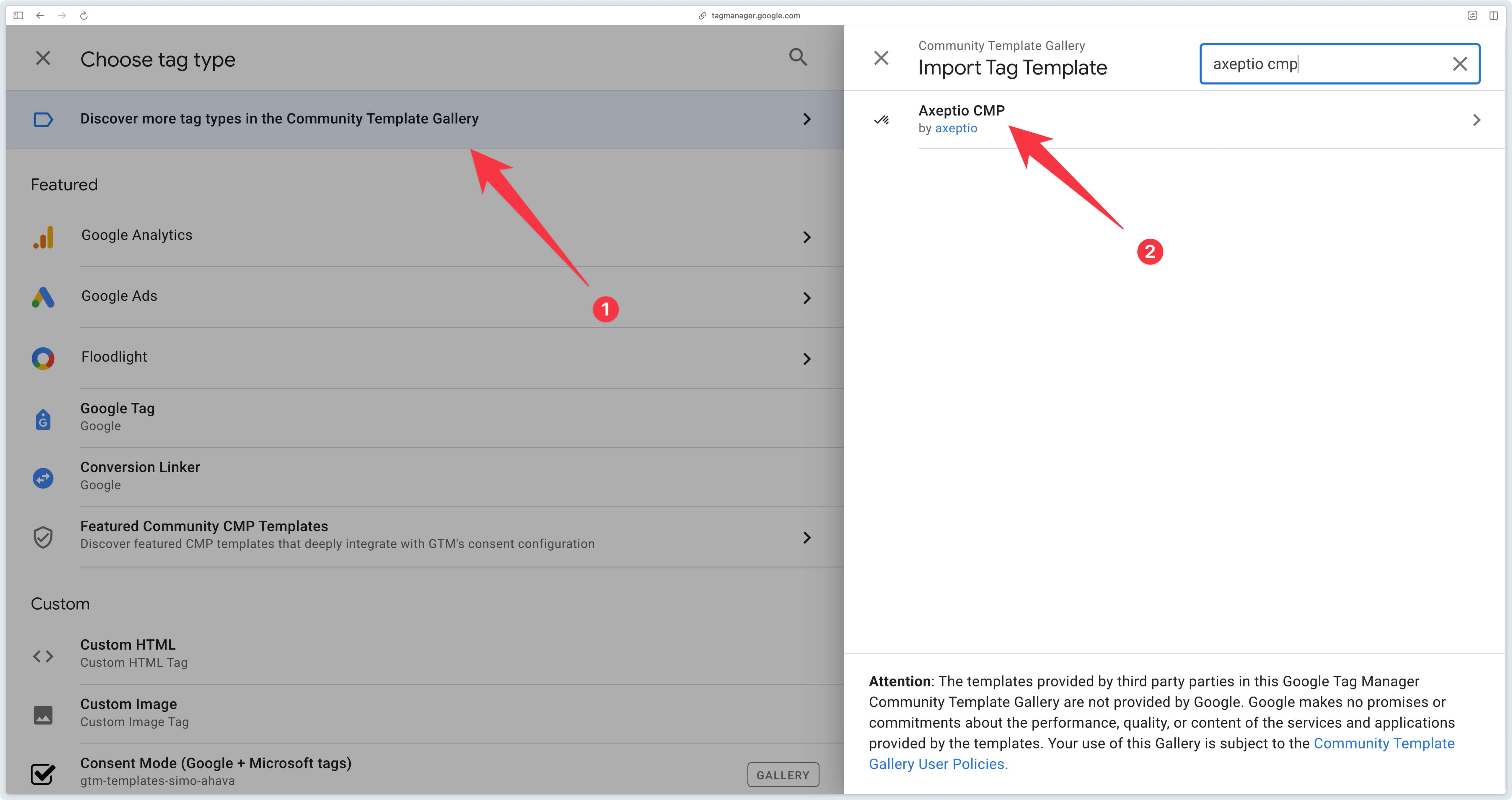 Add Axeptio CMP to GTM Web