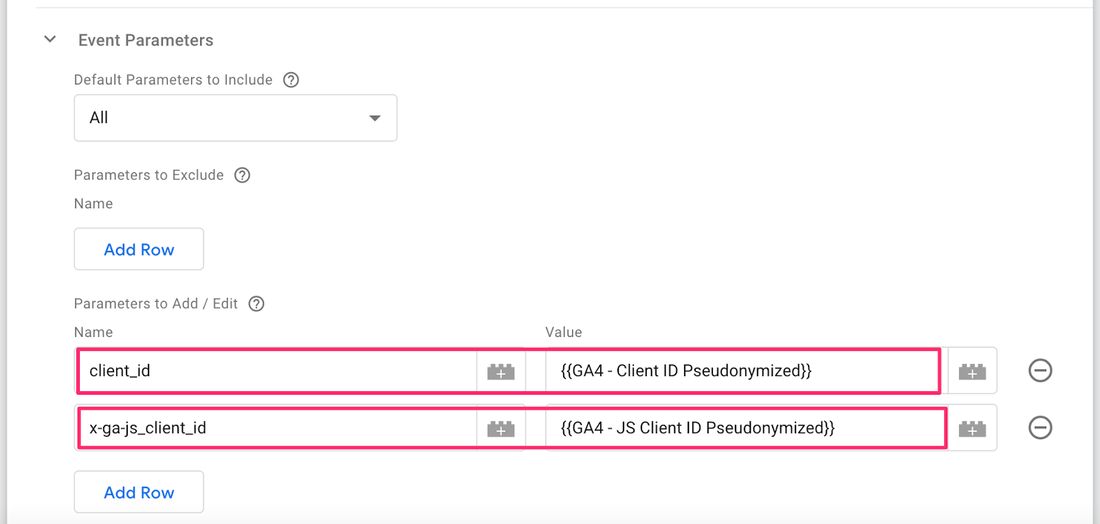 Adding CID and JSCID to GA4 Tag Parameters