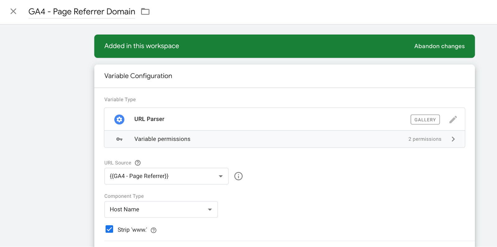 Creating Page Referrer Domain Variable