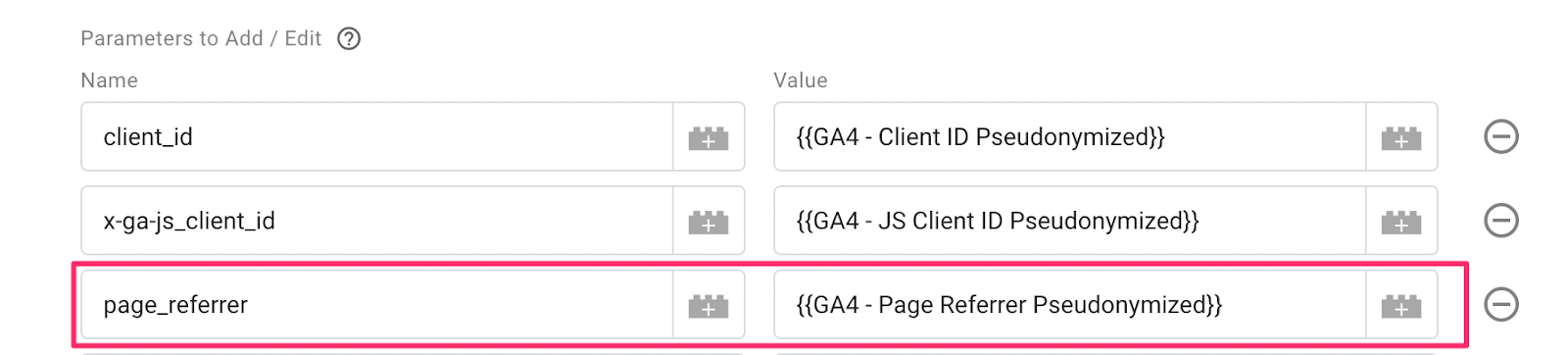 Adding Page Referrer Parameter to GA4 Tag Configuration