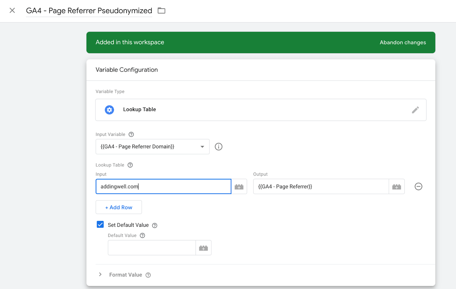 Creating Page Referrer Pseudonymized Variable