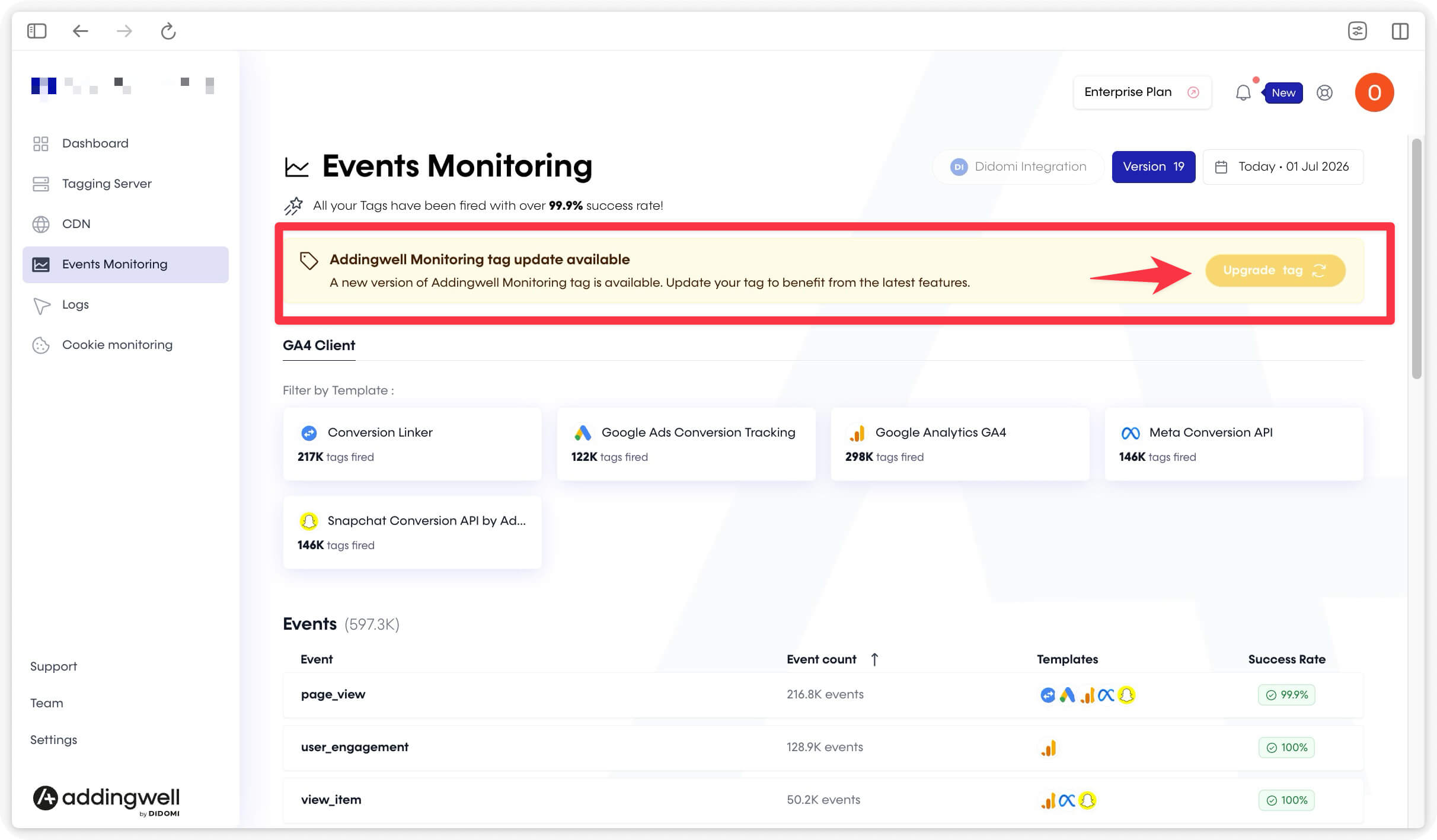 Addingwell alert notifications