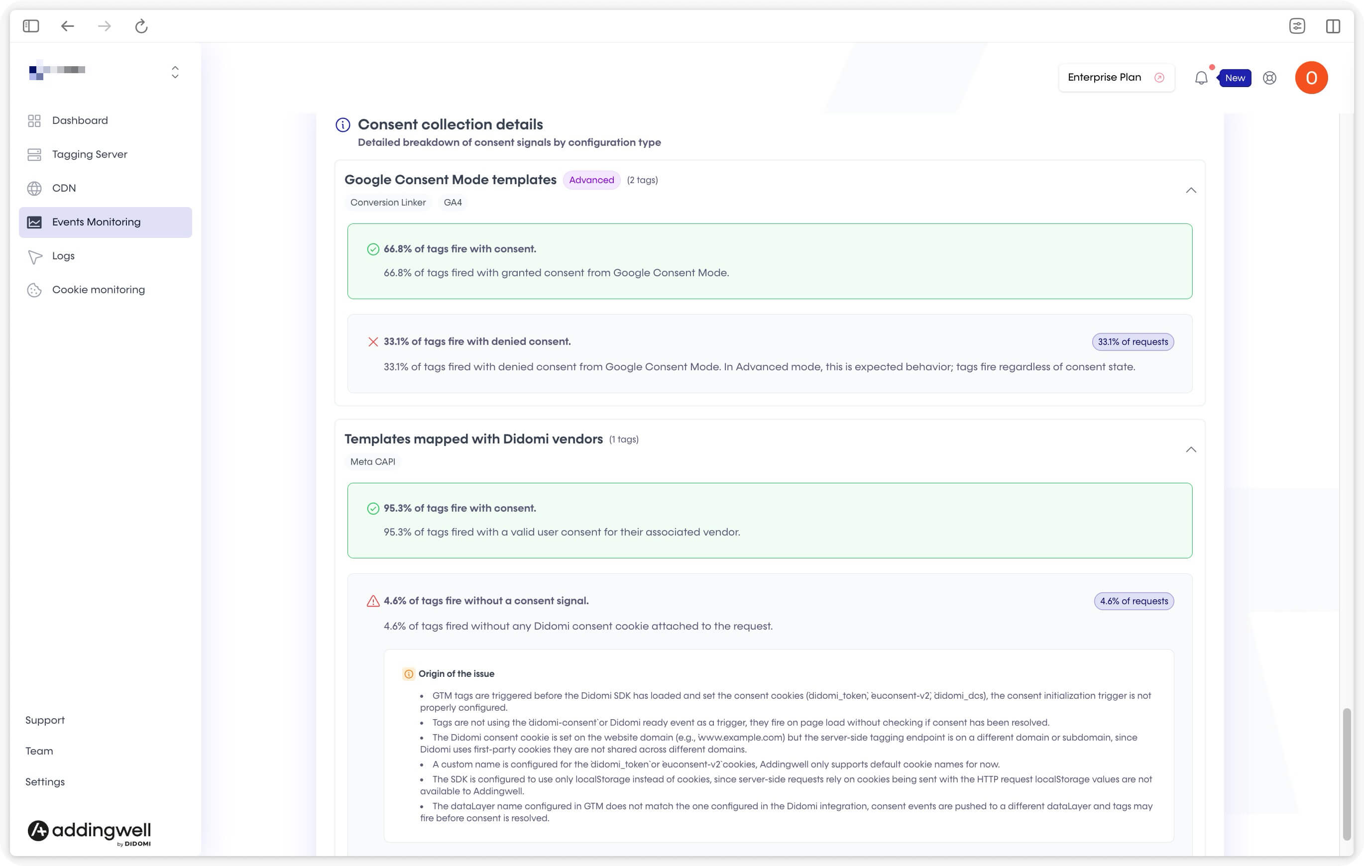 Consent details per tag in Consent Collection Details