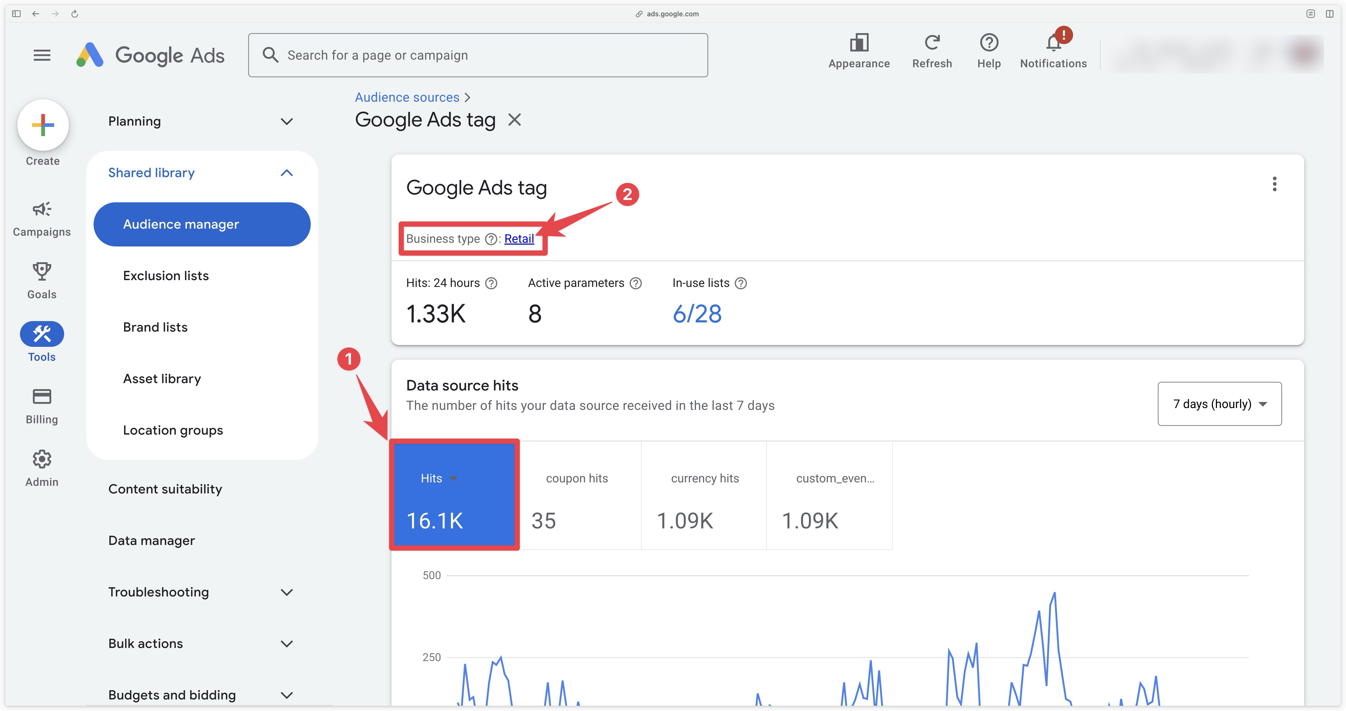 Path to Google Ads tag