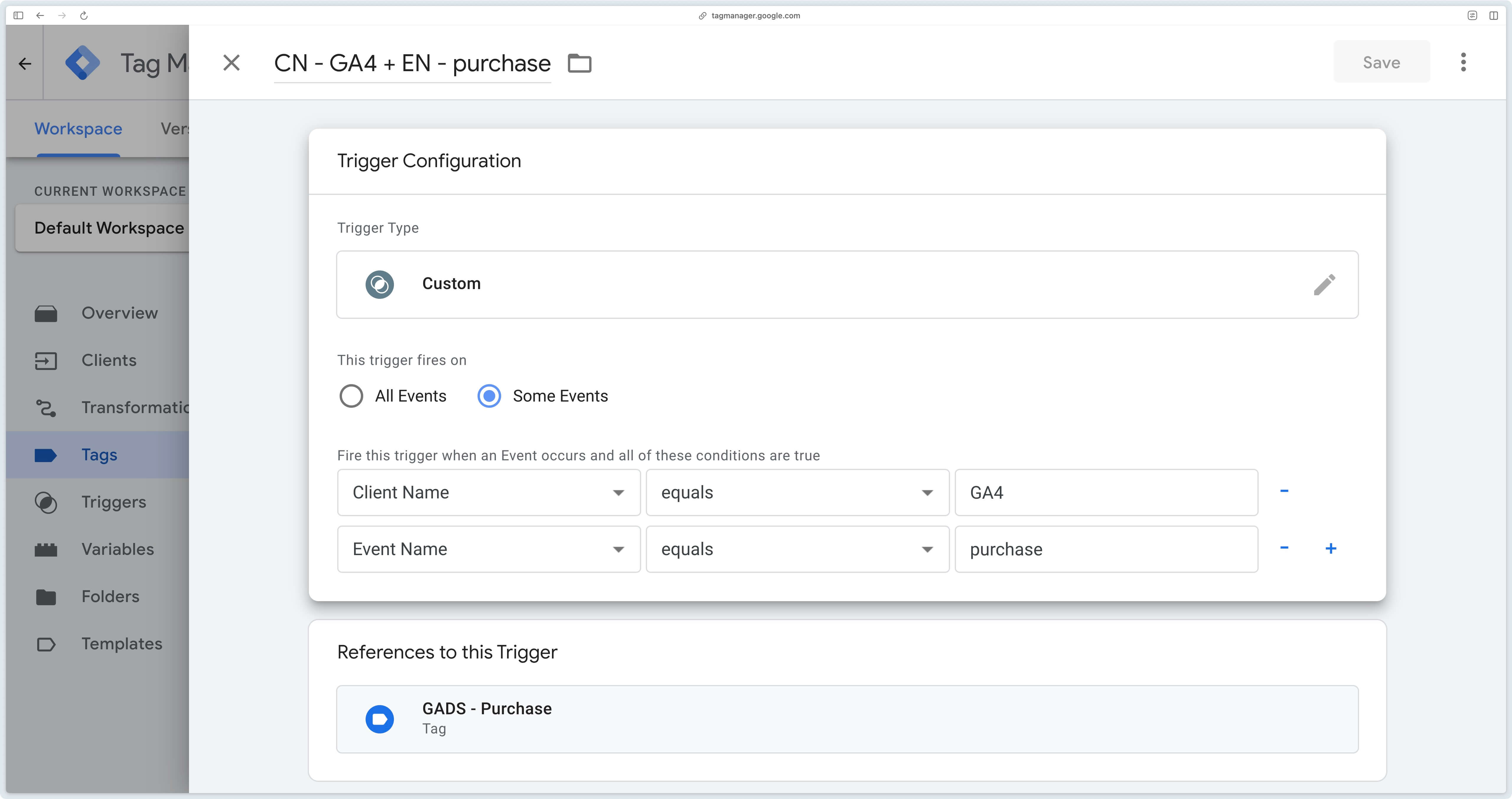 Déclenchement du tag Google Ads sur l'événement purchase de GA4