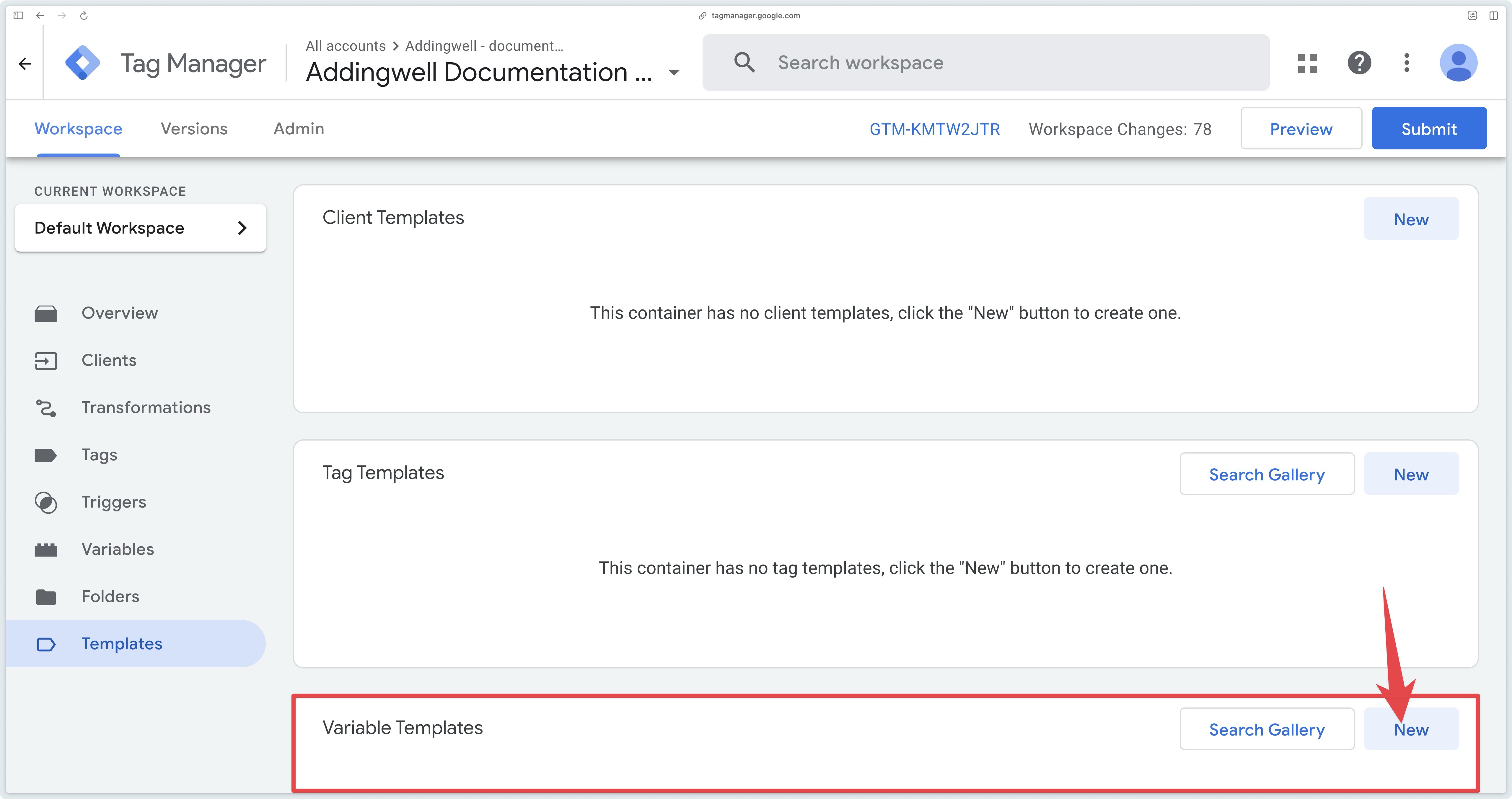 Creation of a new variable template in sGTM