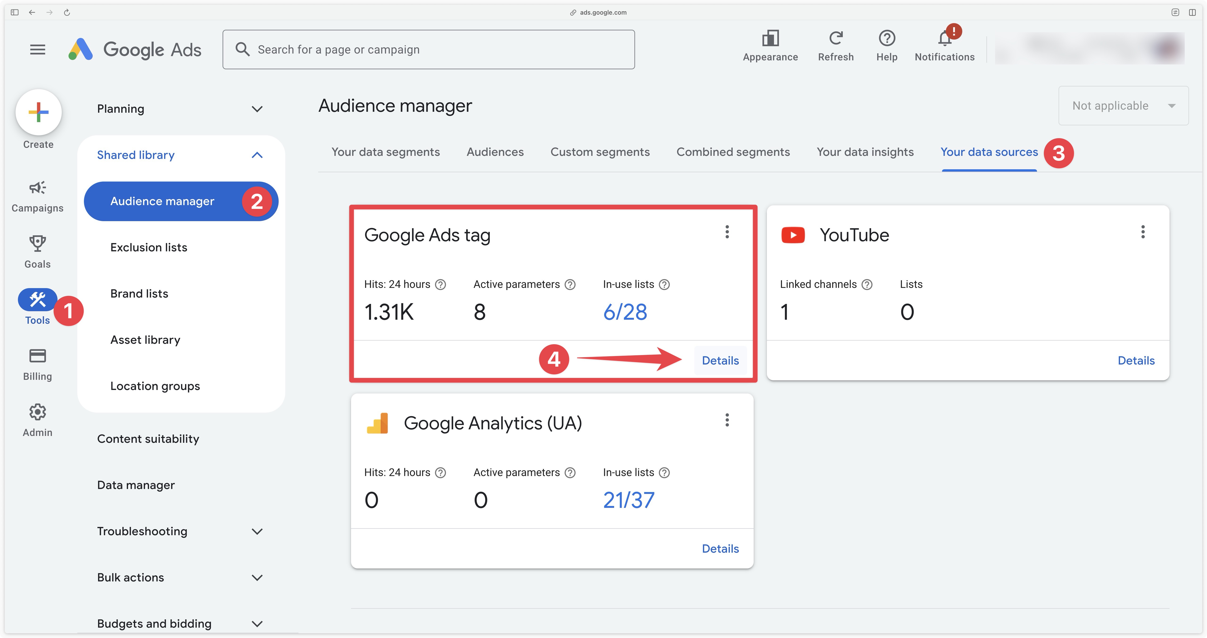 Path to Google Ads tag