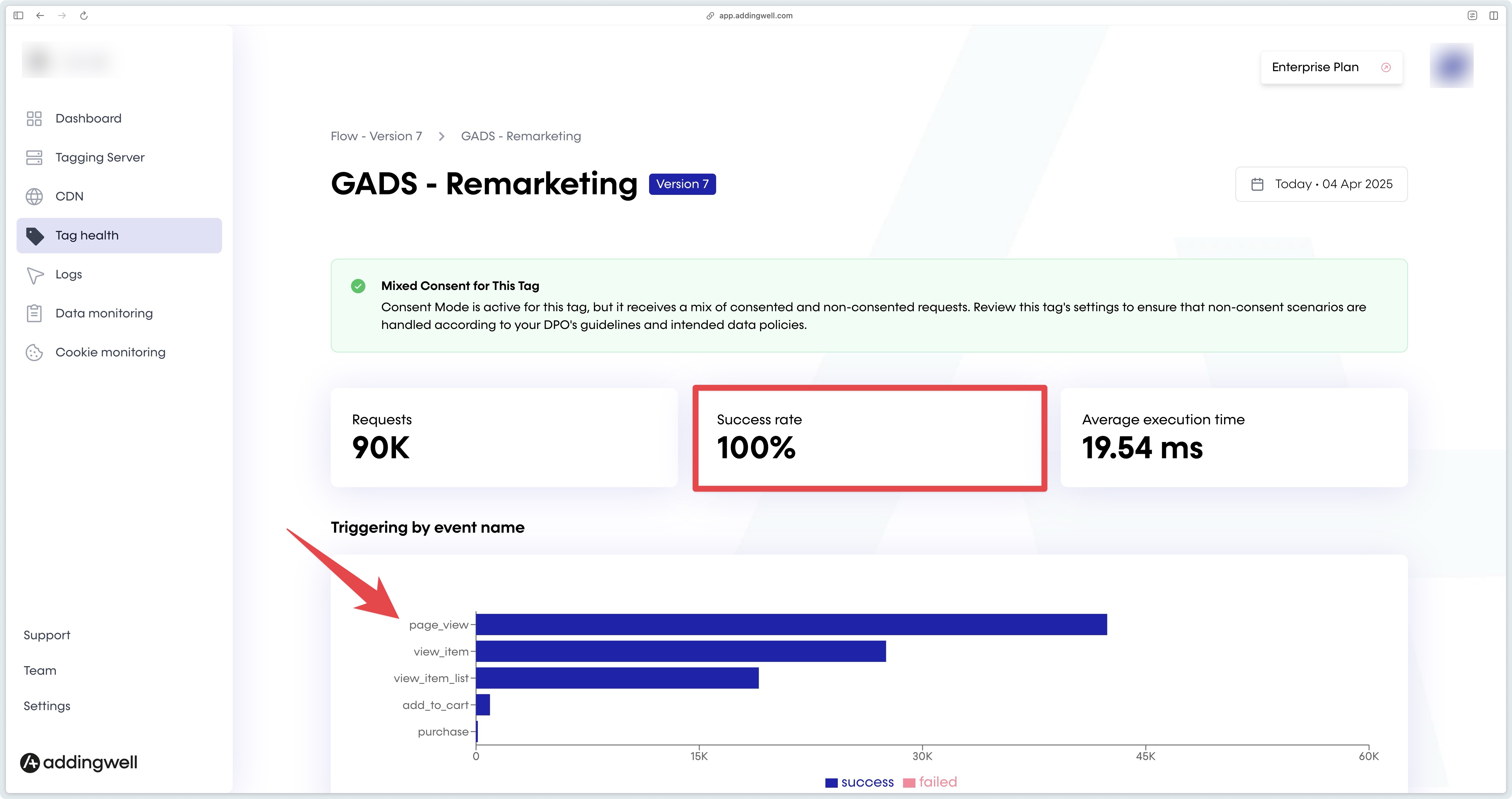 Detailed view in Tag Health