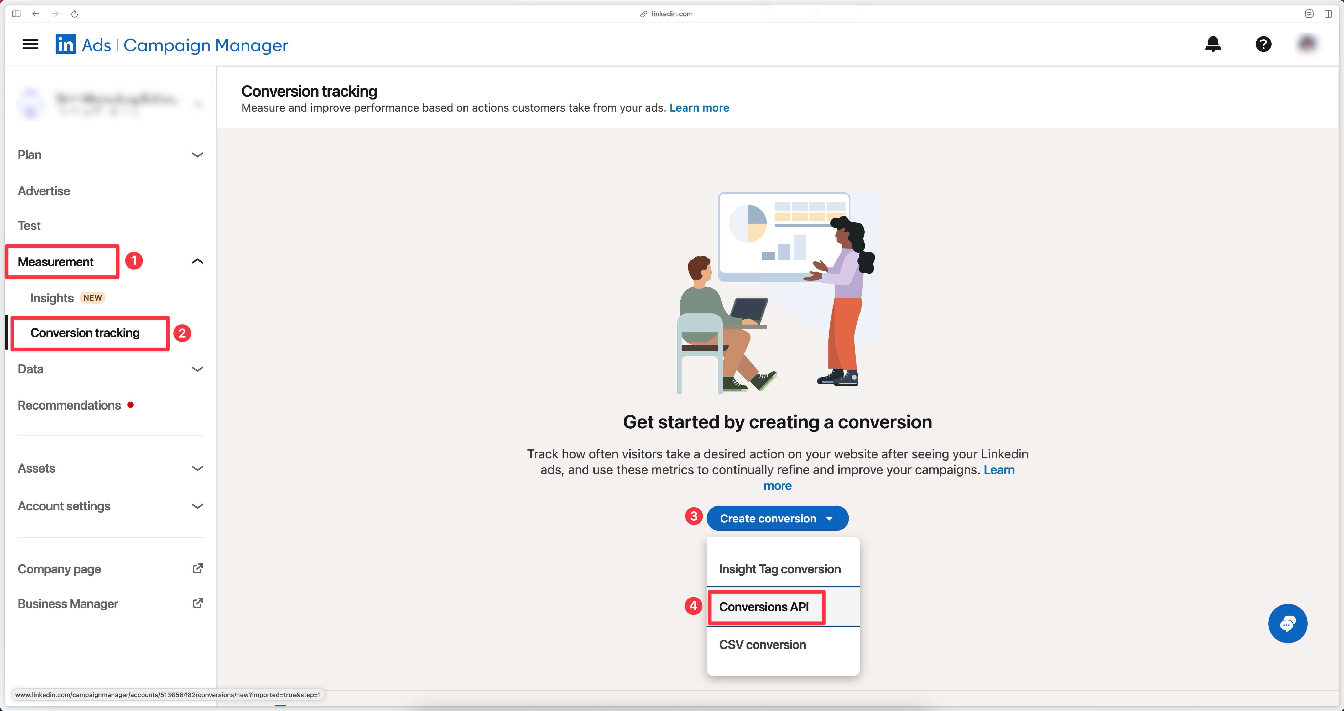Creating a conversion API in LinkedIn Campaign Manager