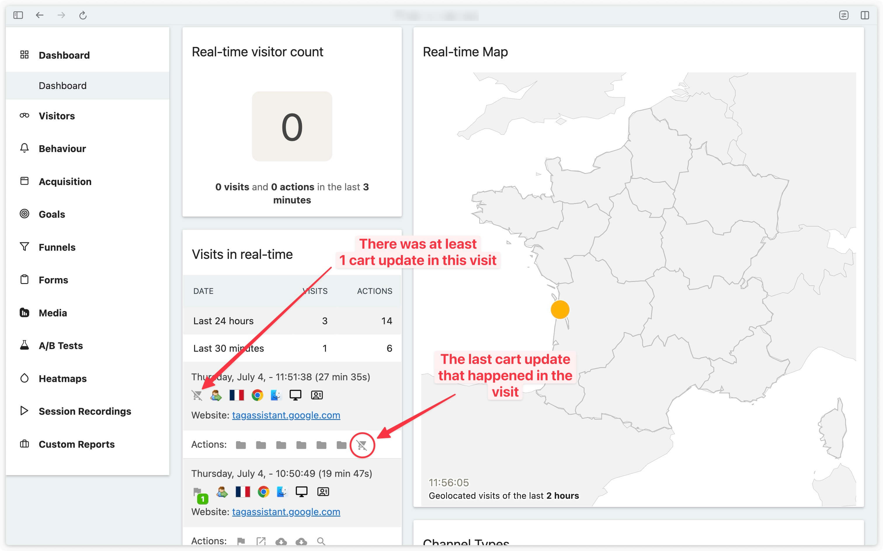 Réception des vues de catégorie dans Matomo