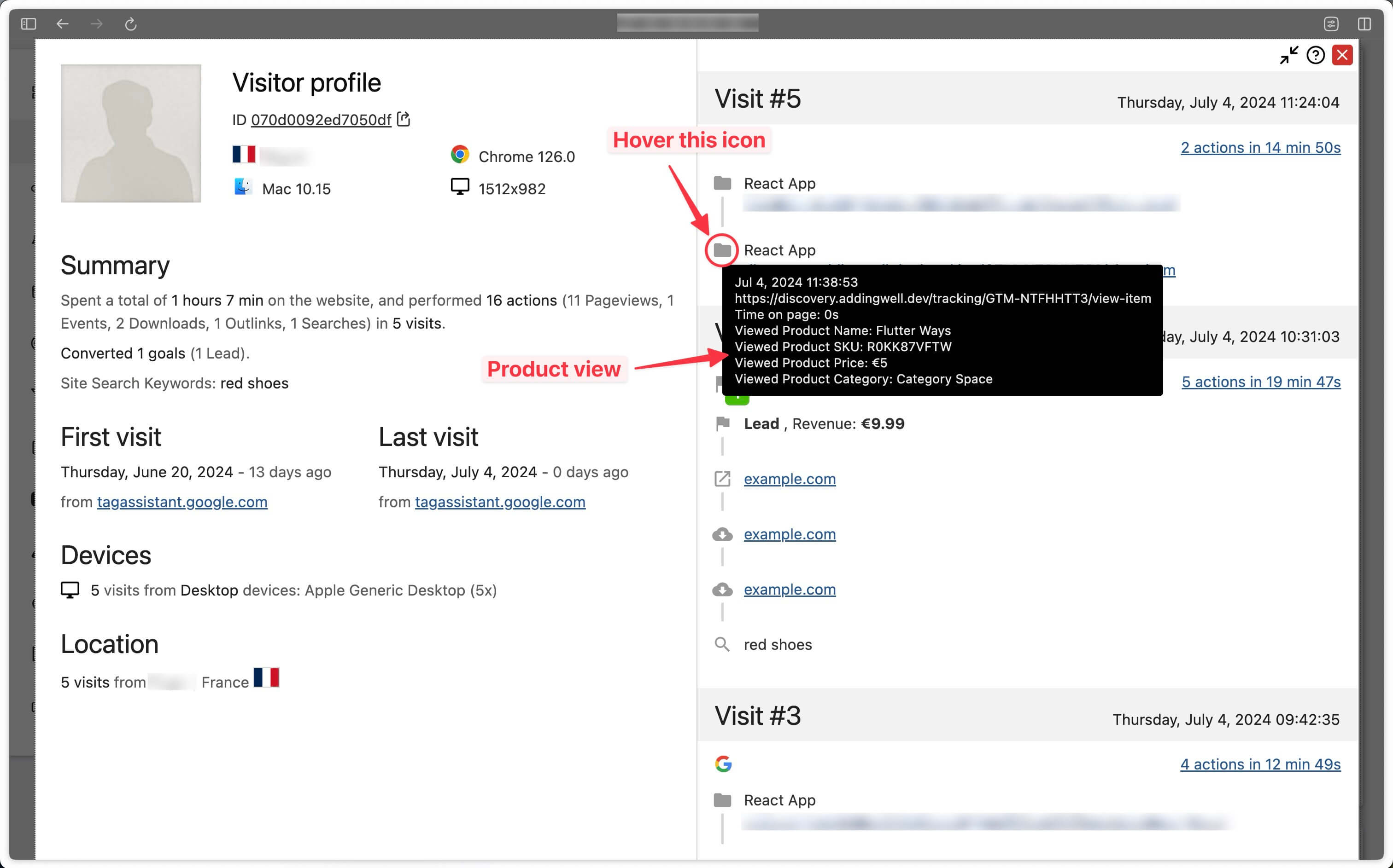 More information on the product view in Matomo