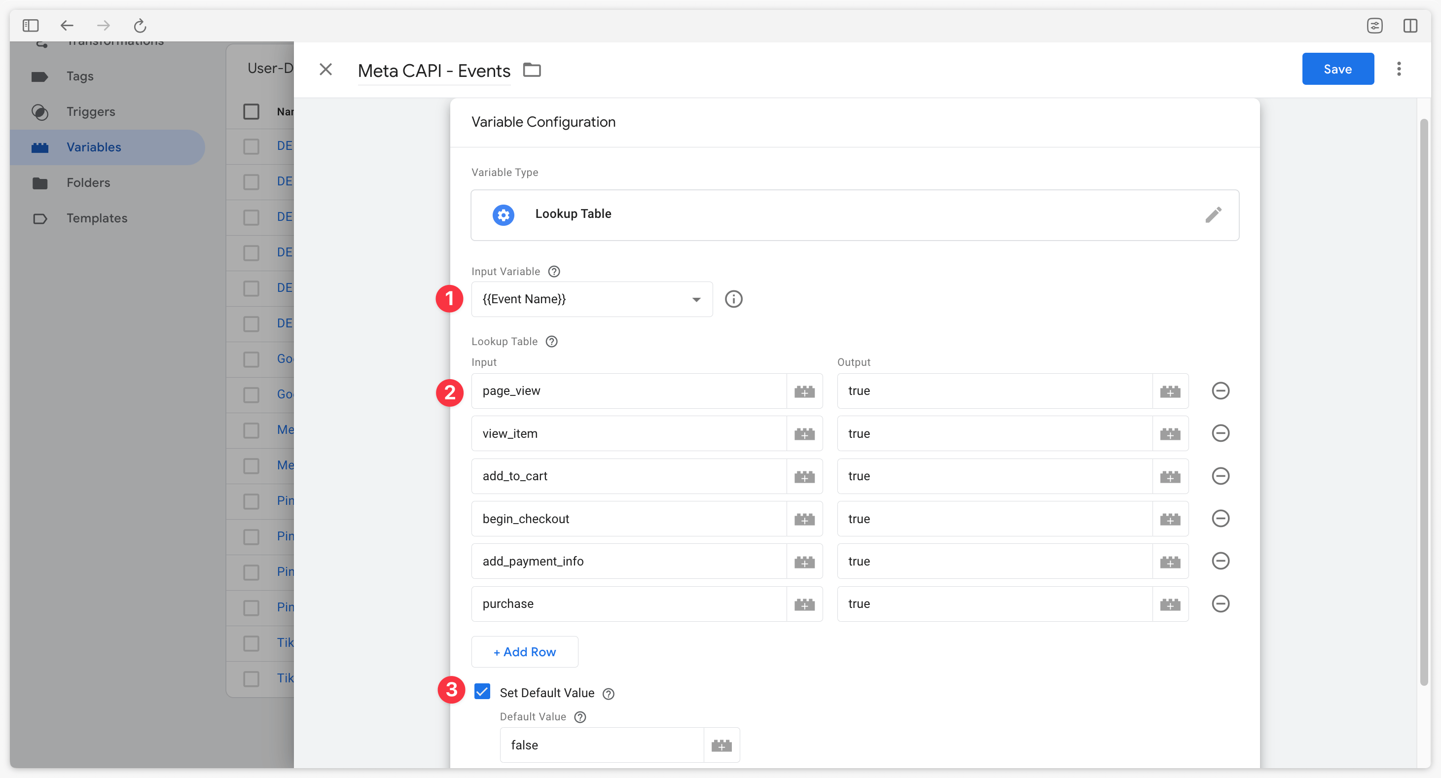 Configuring a Matching Table in Google Tag Manager Server-Side