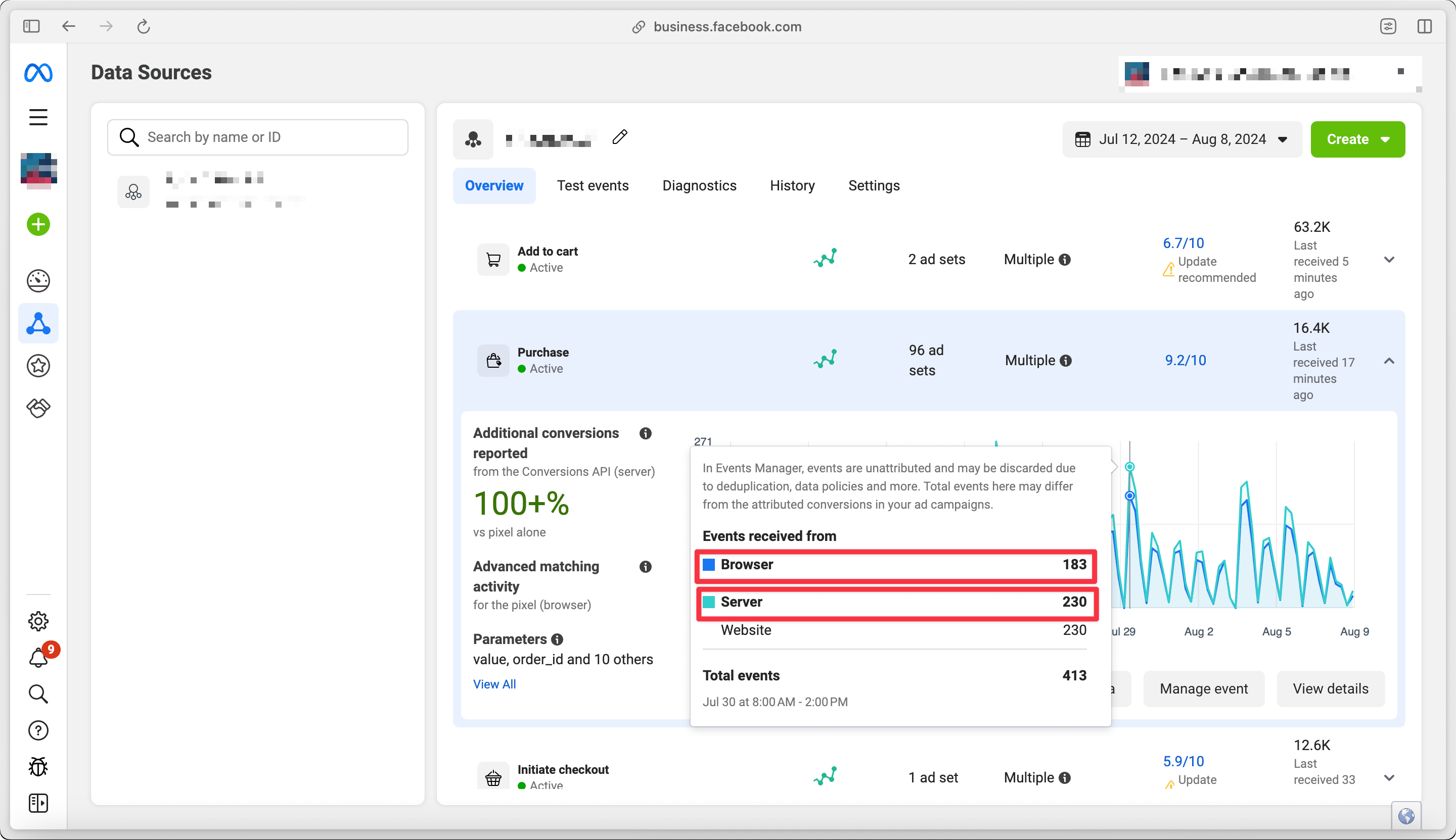 Verifying data sent via Meta CAPI and Facebook pixel on server-side