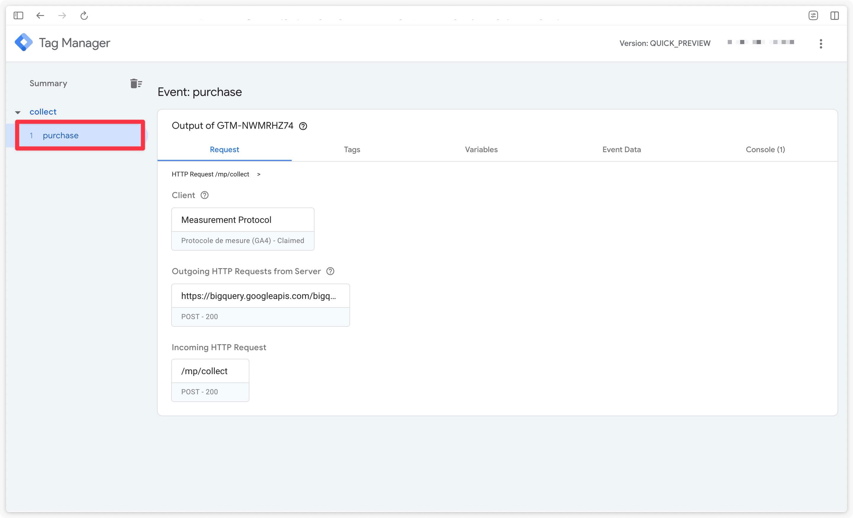 Offline event request received on the GTM Server and claimed by the Measurement Protocol client