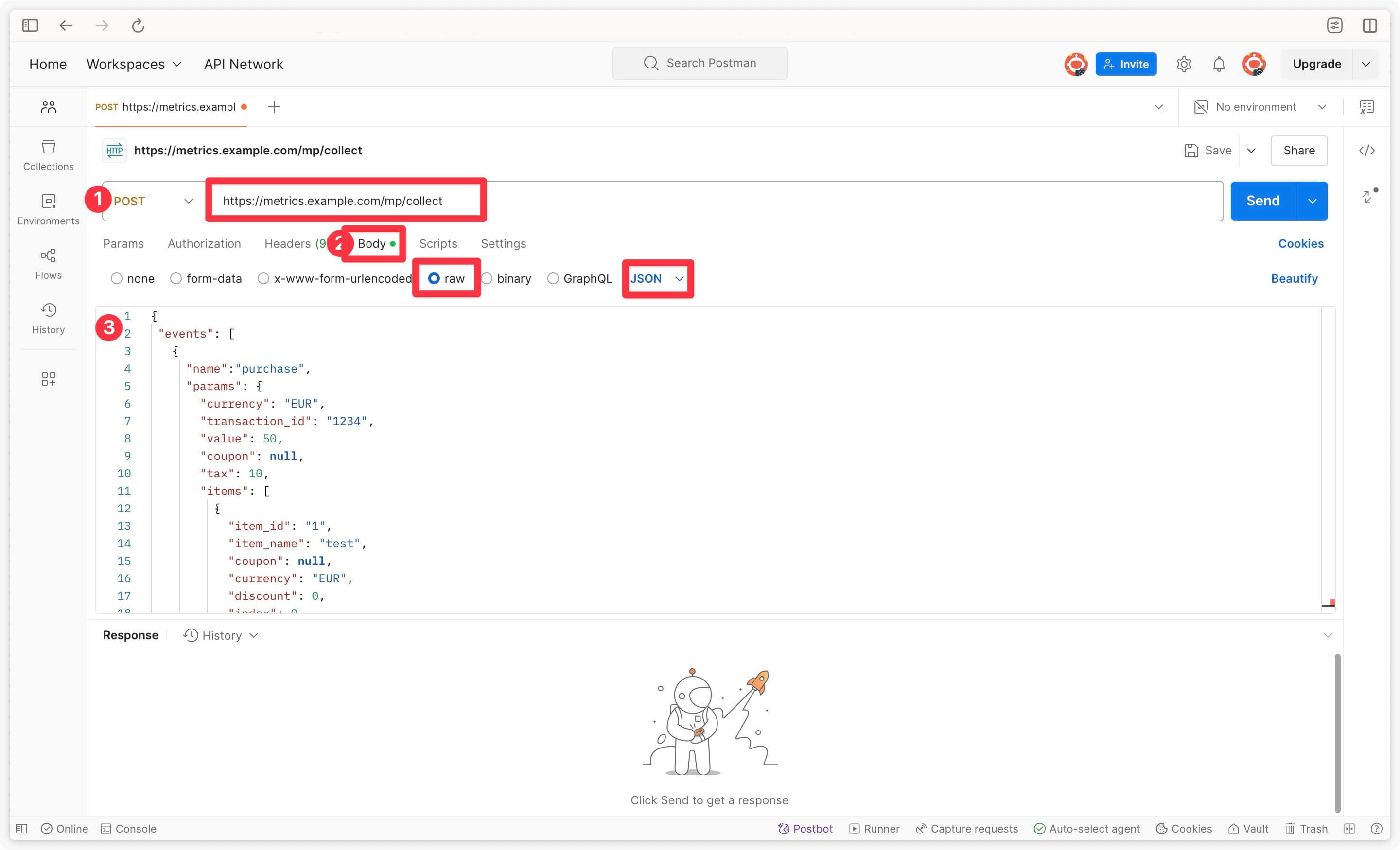 Send a test offline event request to your server