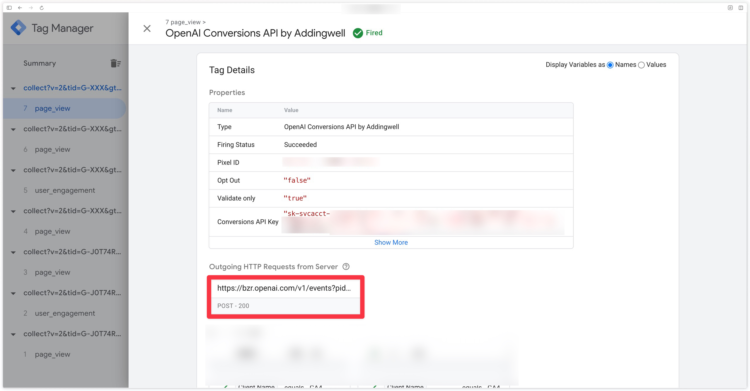 Verify data sending via the OpenAI Conversions API