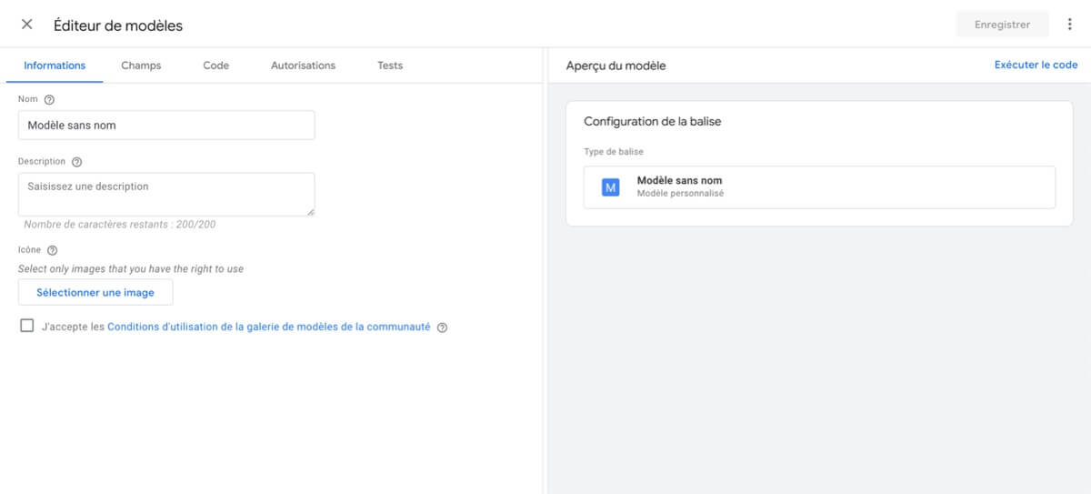 Import d'un nouveau modèle de tag dans Google Tag Manager