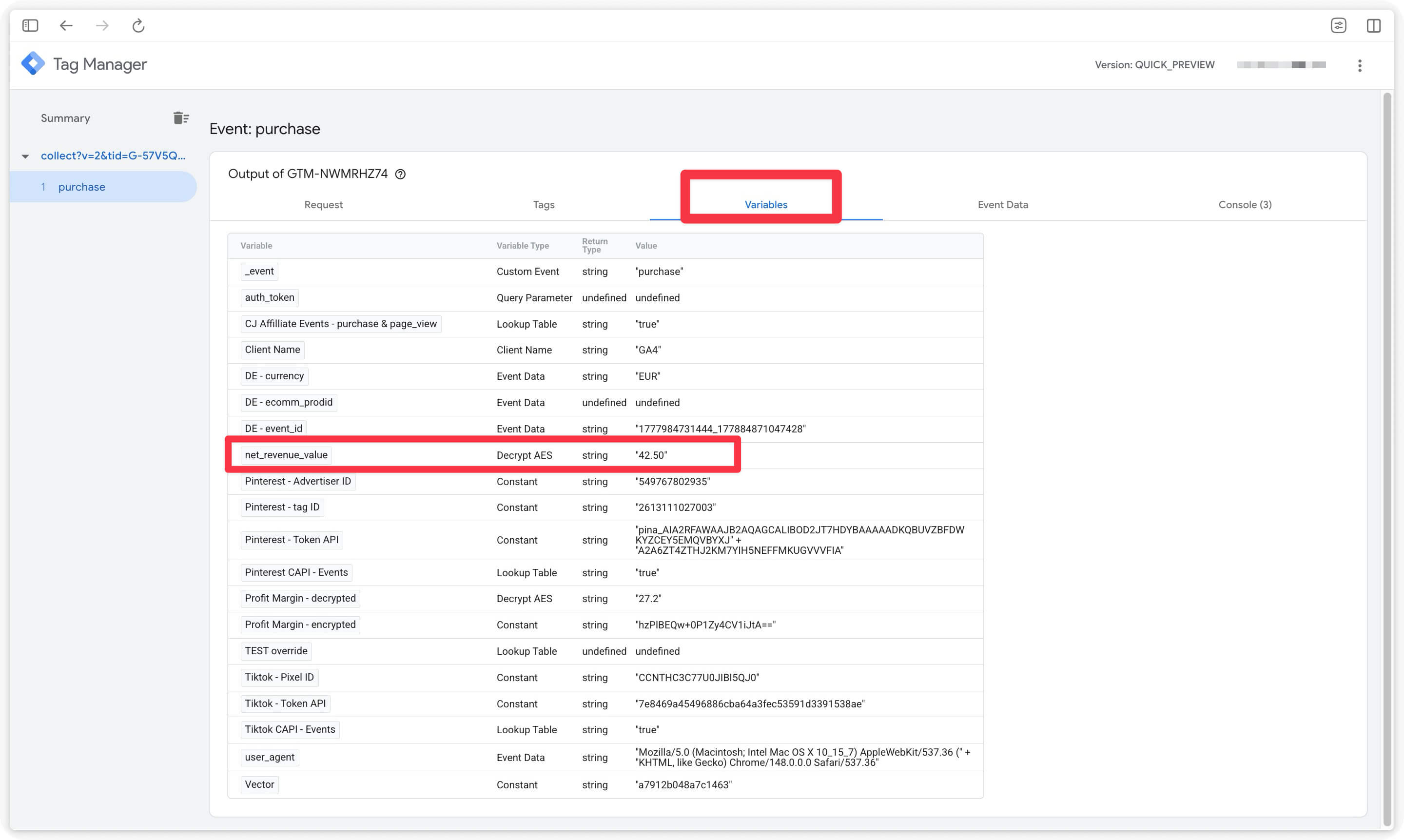 Verify the decrypted margin Server-Side via the Decrypt AES variable by Addingwell