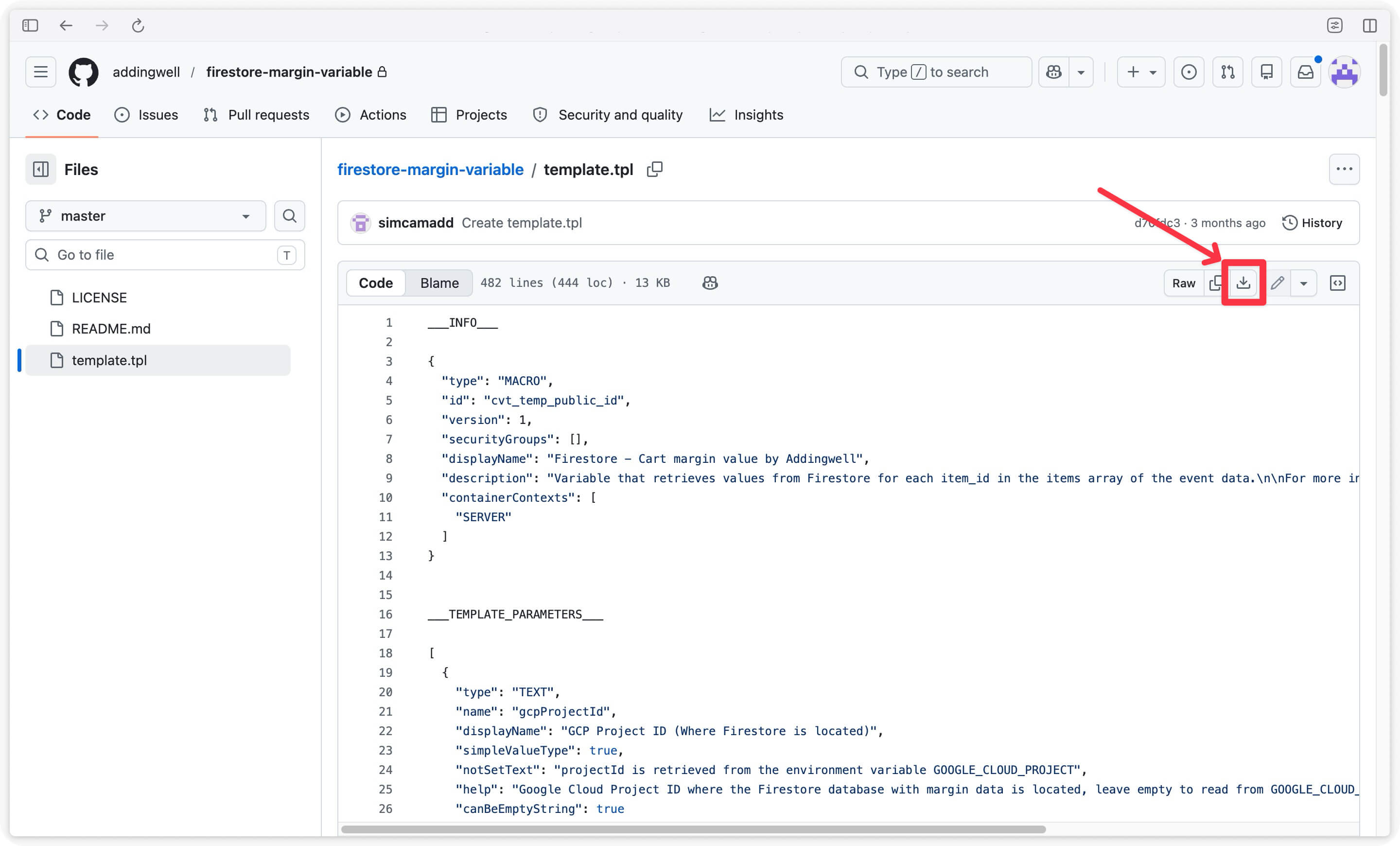 Addingwell variable template to query Firestore for product margins