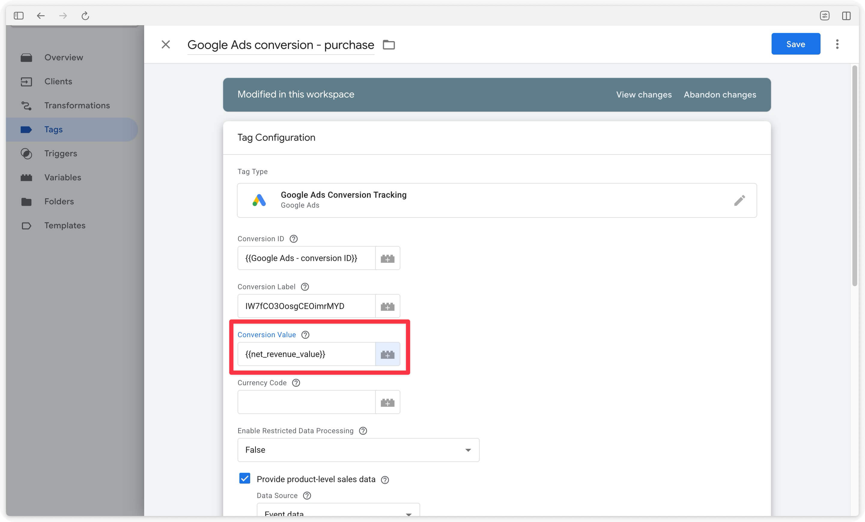 Sending margin to Google Ads via the Conversion Value field