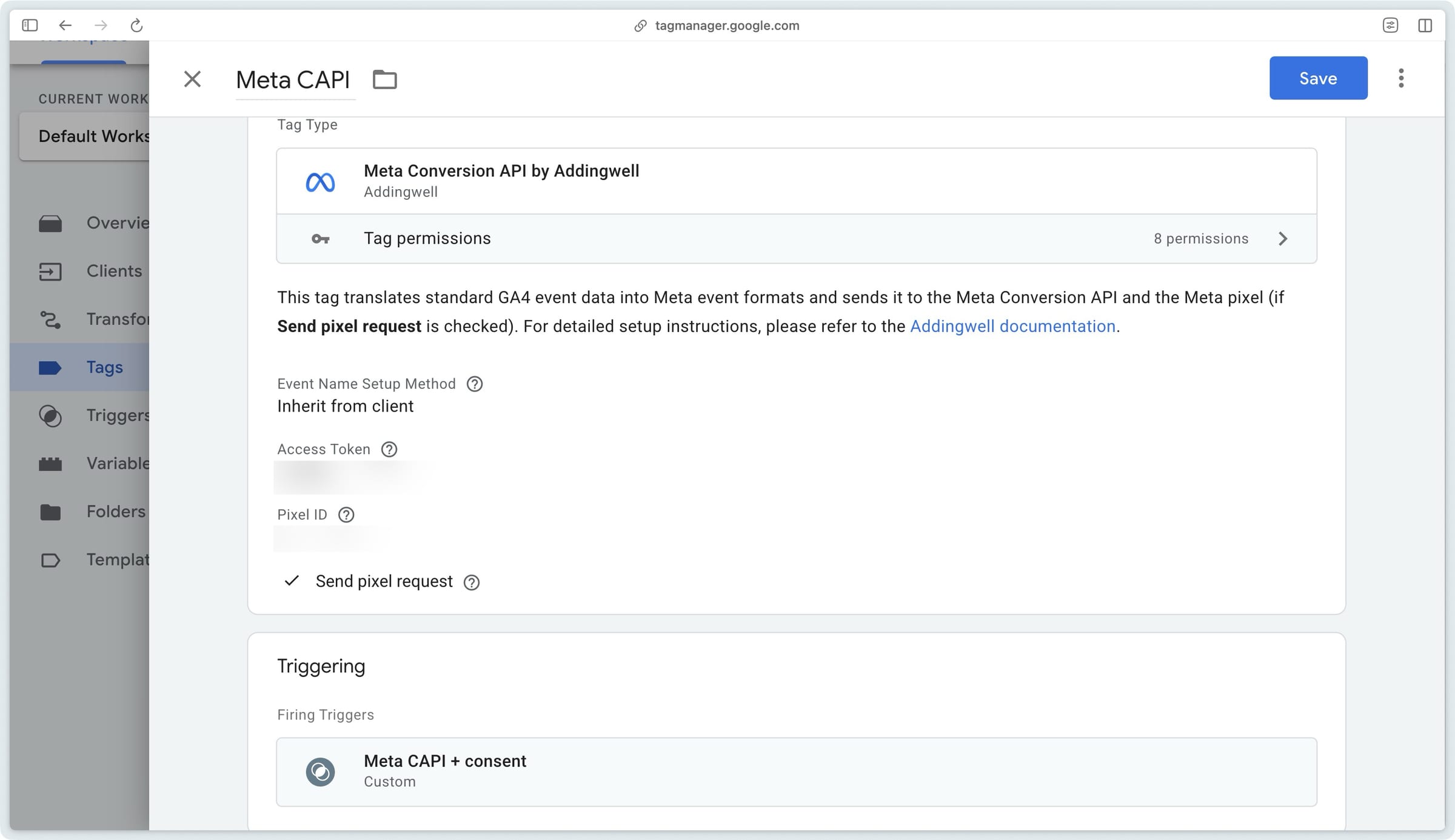 Meta Conversion API tag with the trigger conditioned on Axeptio consent