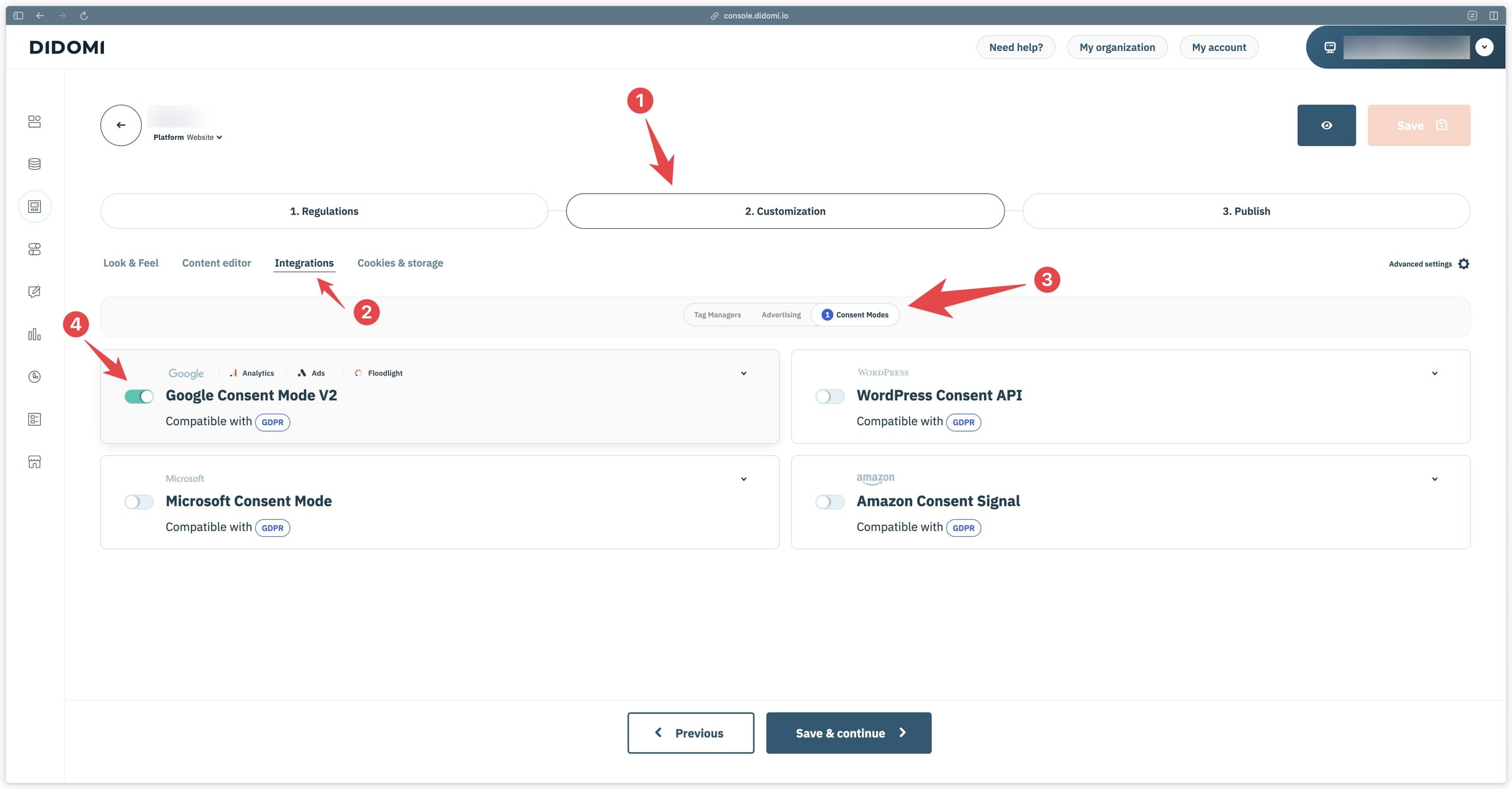 Enabling Consent Mode V2 in Didomi
