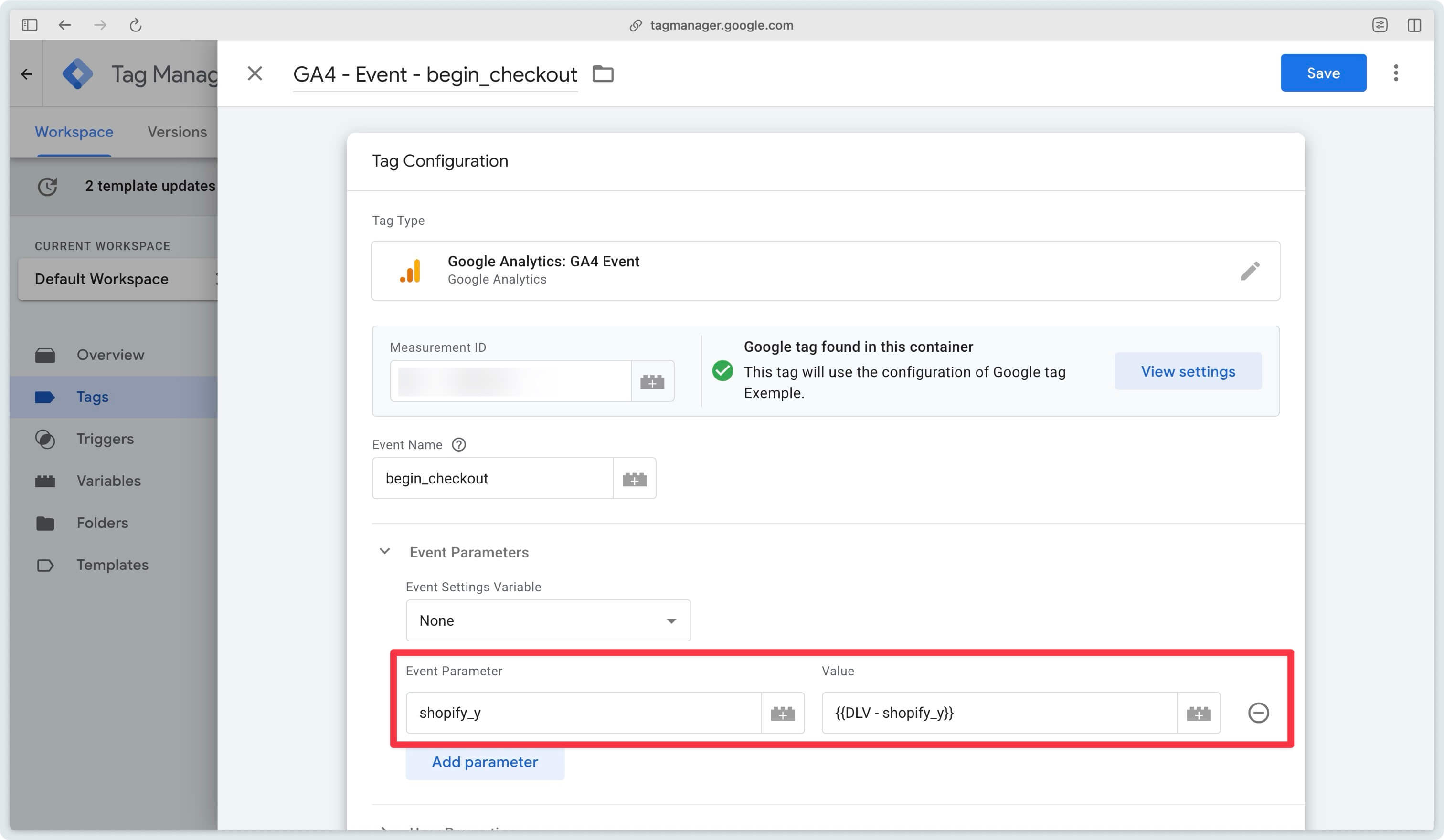 Variable Data Layer shopify_y