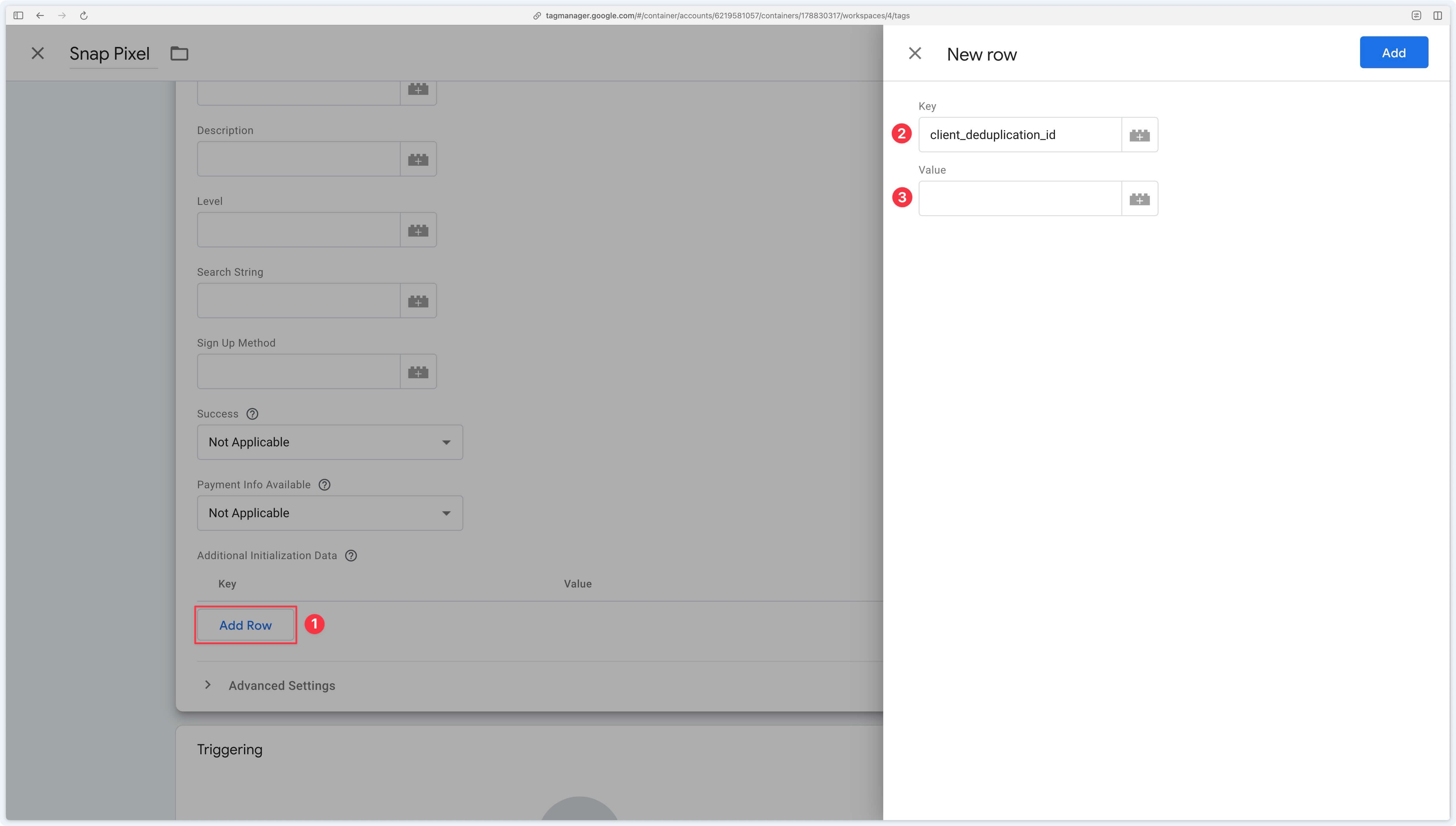 Add client_deduplication_id key in Snap Pixel