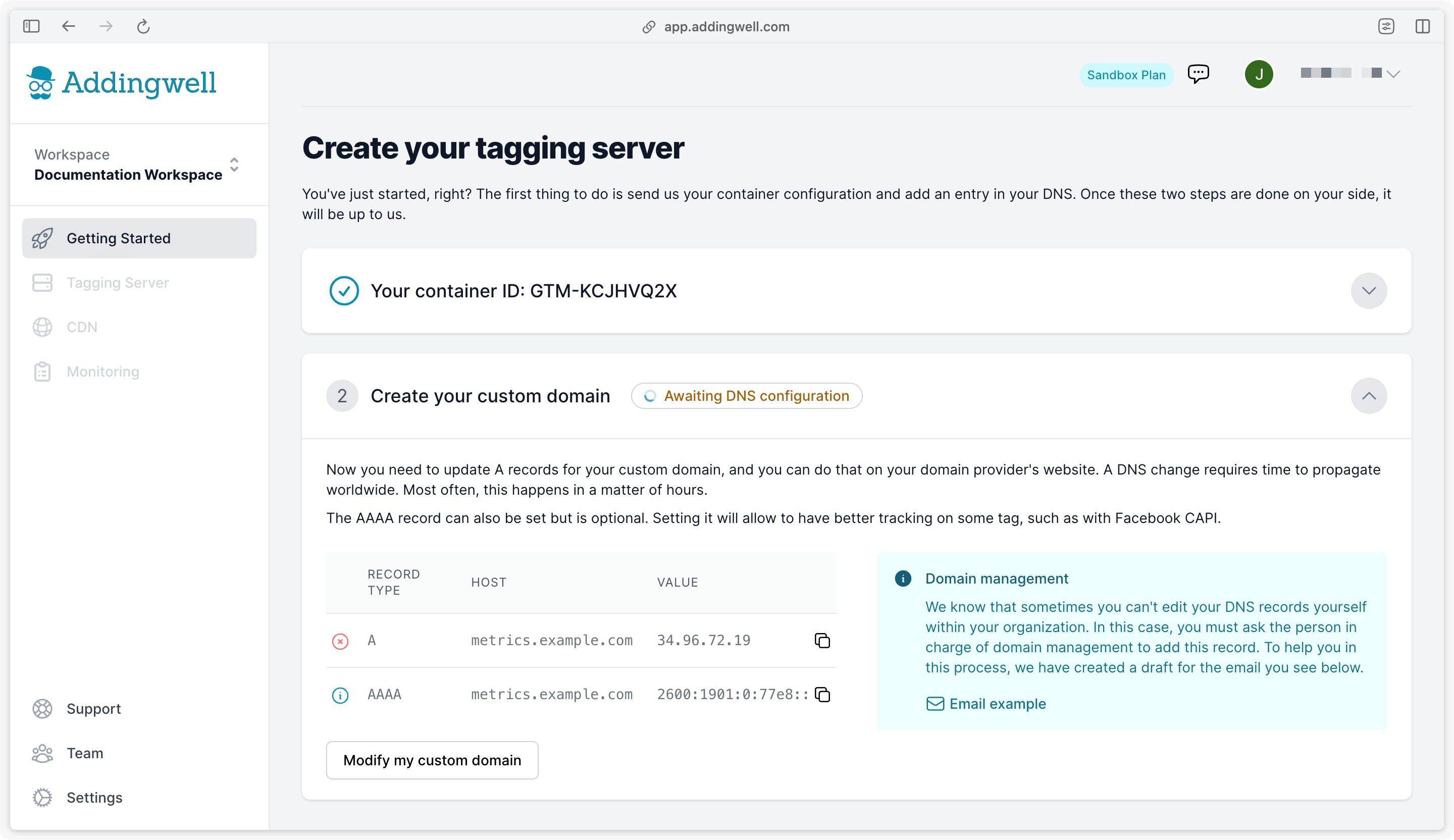 Configure DNS records