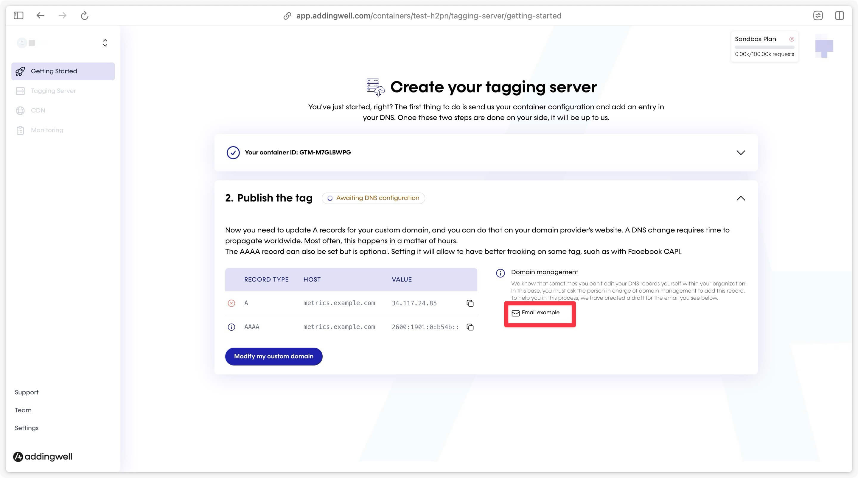 DNS records example