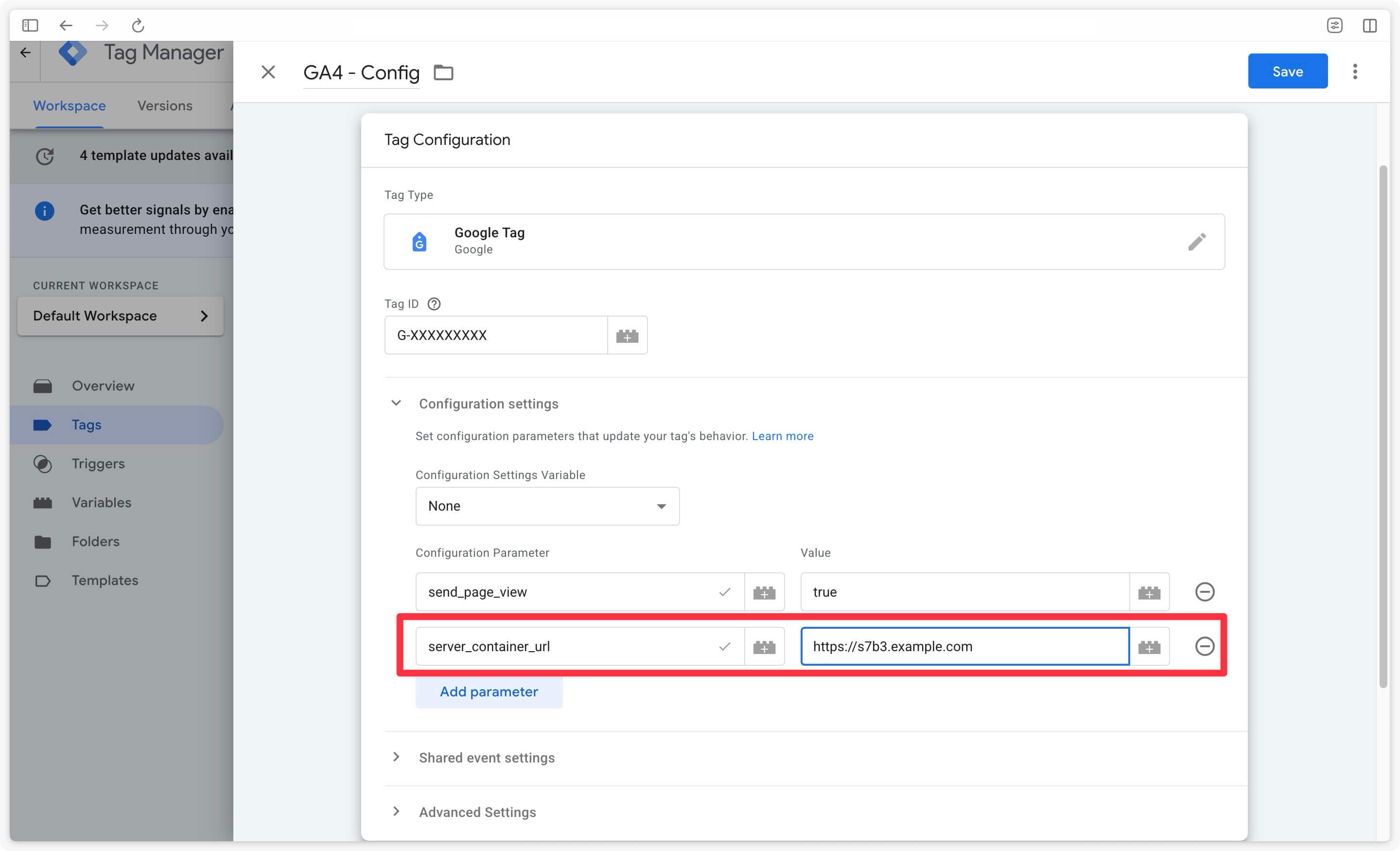 Add server_container_url