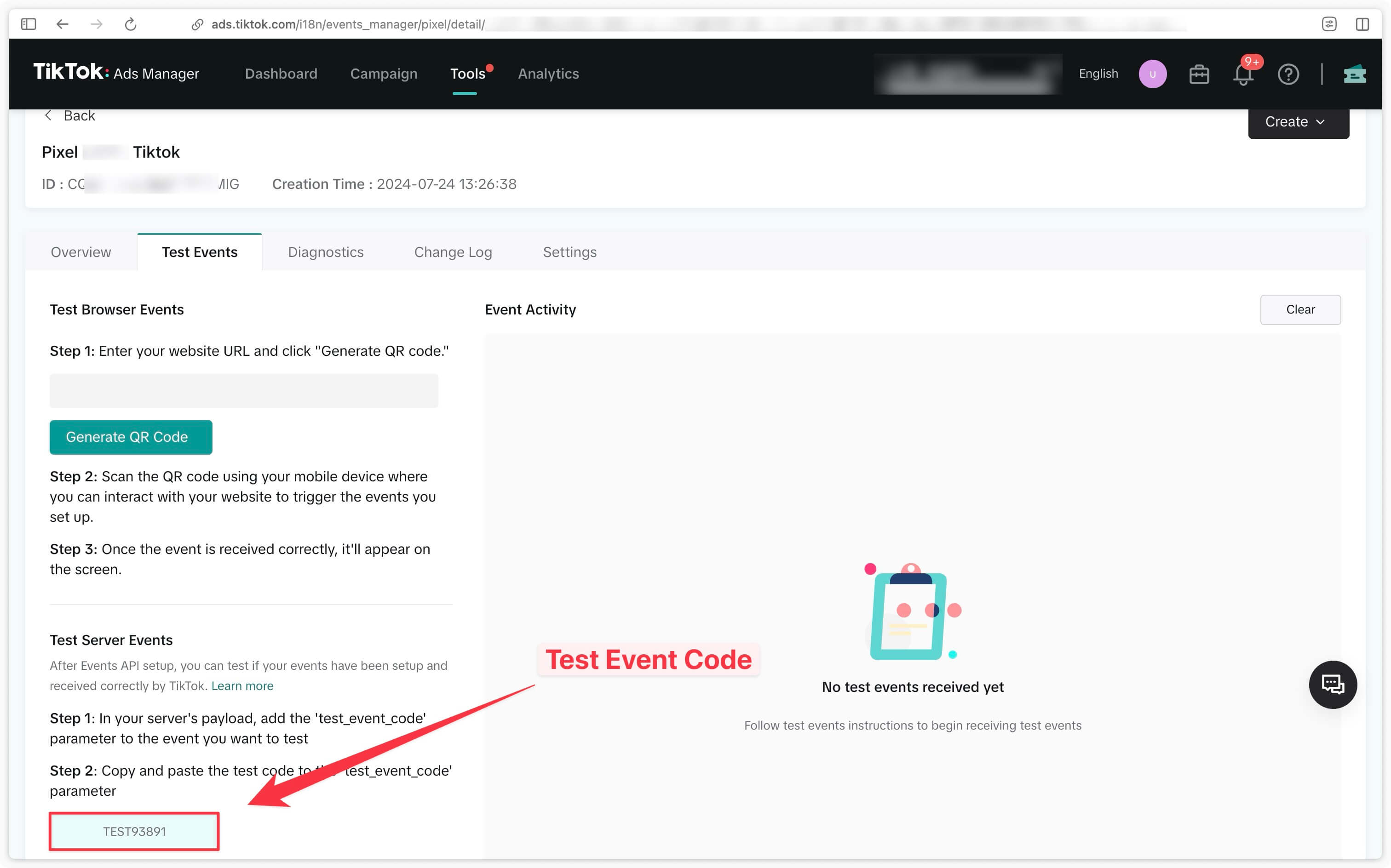 Test code in Tiktok's event handler