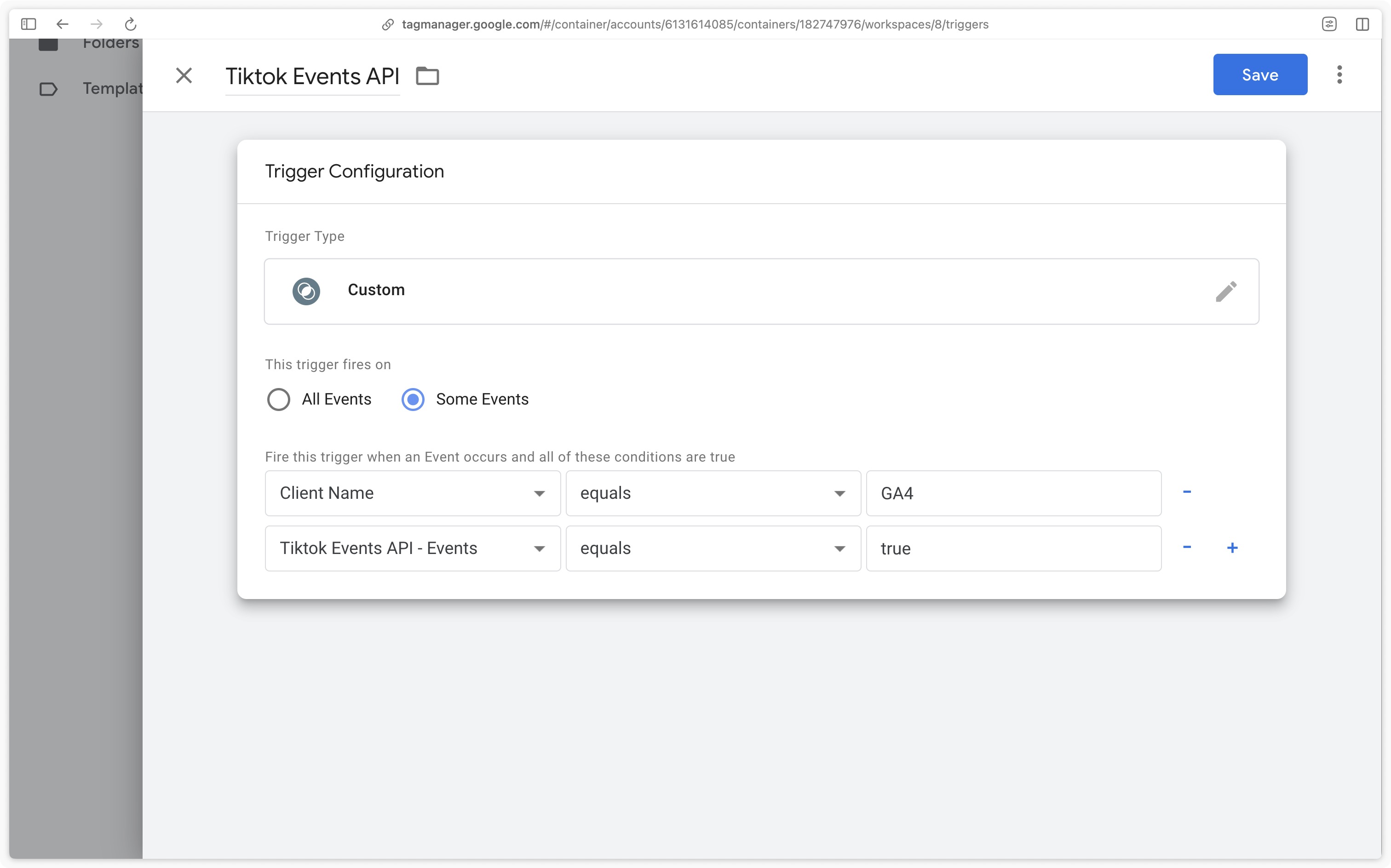 Configuring a custom trigger in Google Tag Manager Server-Side