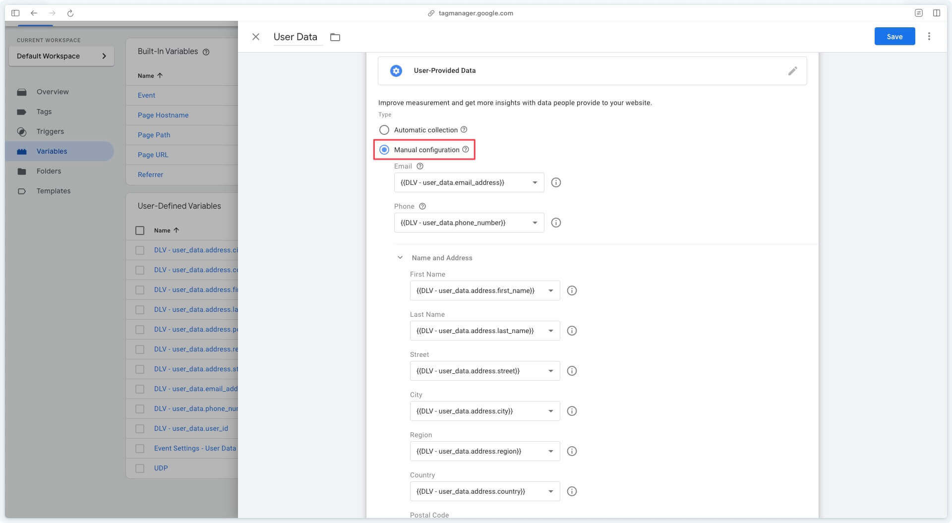 User-Provided Data variable in Google Tag Manager.